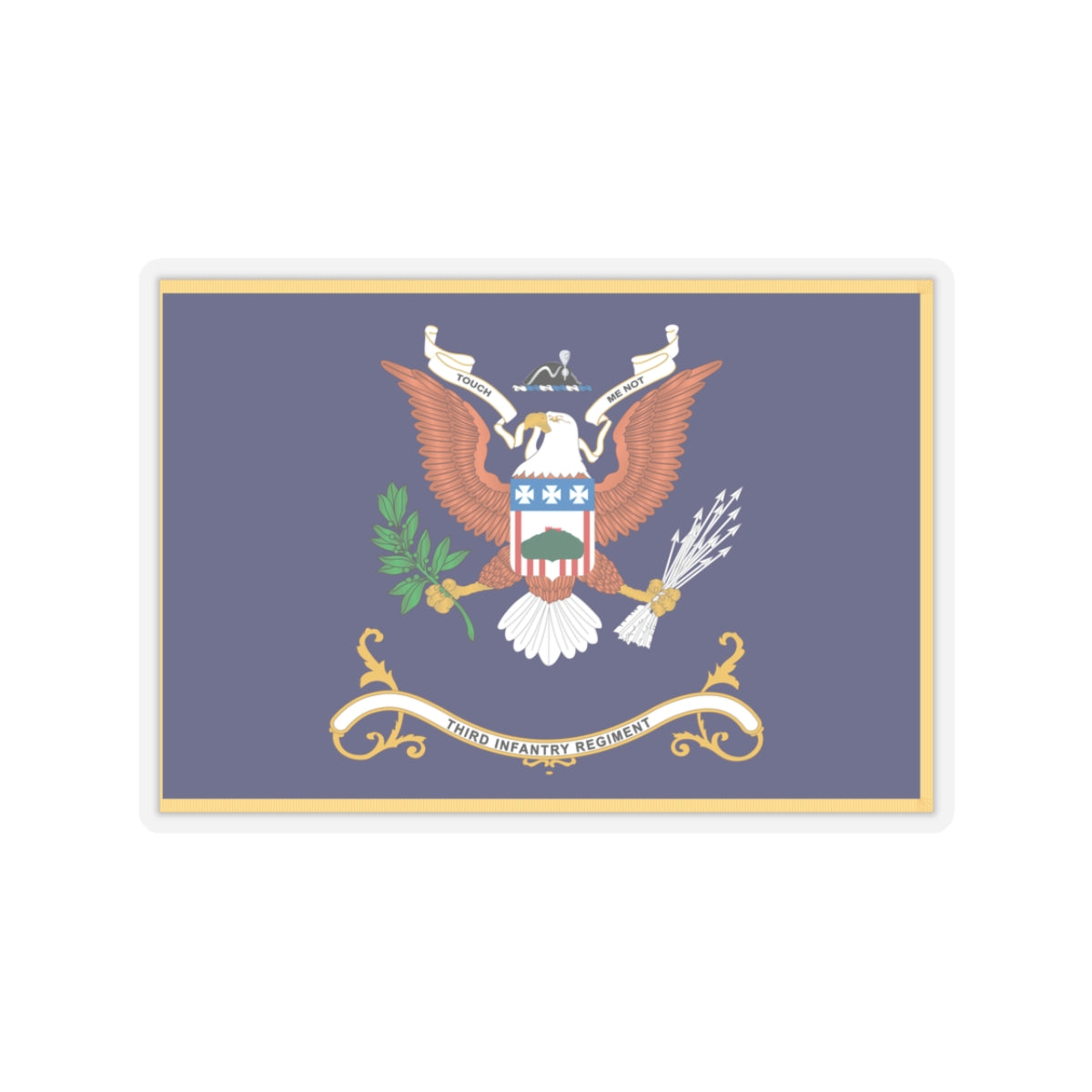 Kiss-Cut Stickers - Army - Regimental Colors - 3rd Infantry Regiment - TOUCH ME NOT - Flag w Fringe X 300