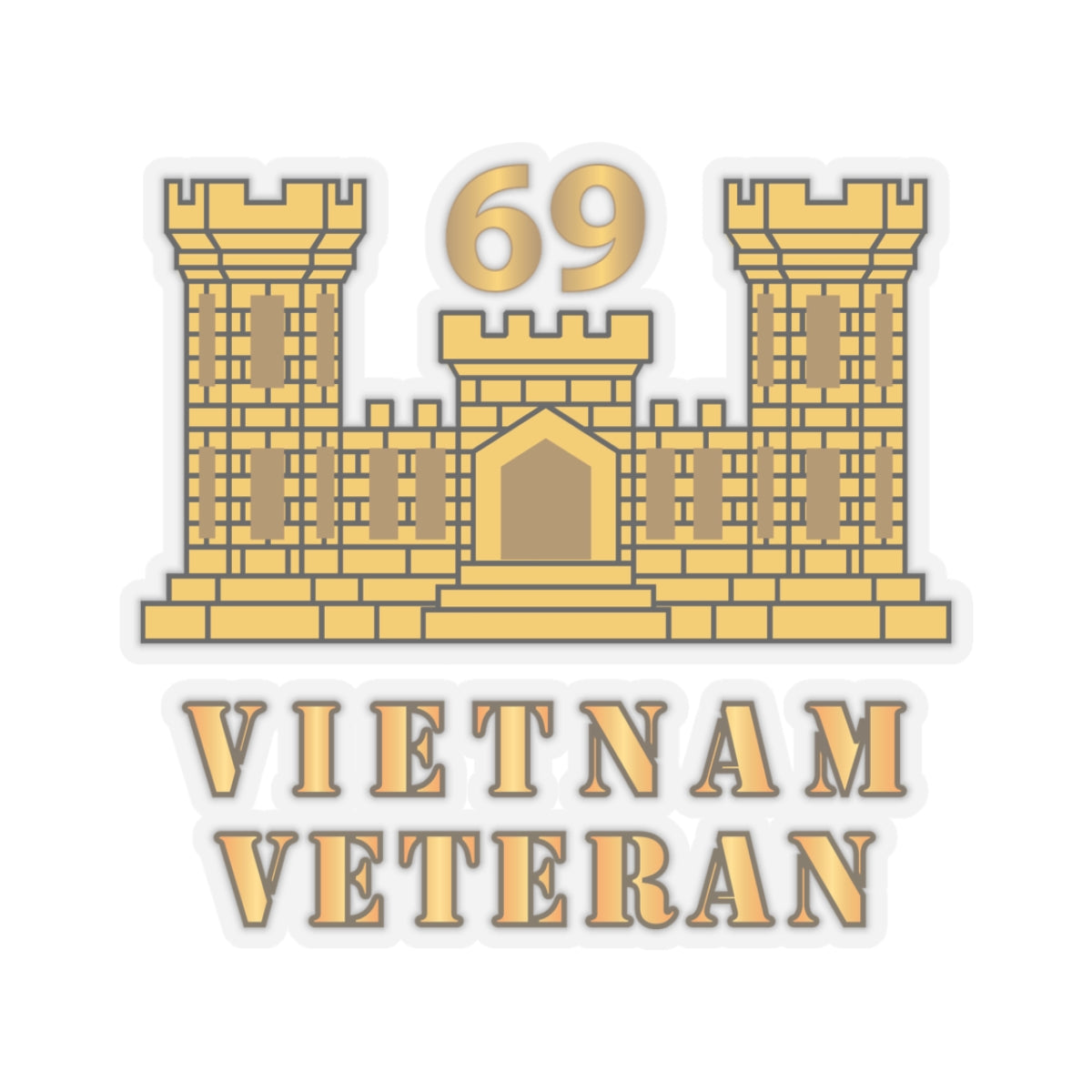Kiss-Cut Stickers - Army - 69th Engineer Battalion - ENG Branch - Vietnam Veteran X 300