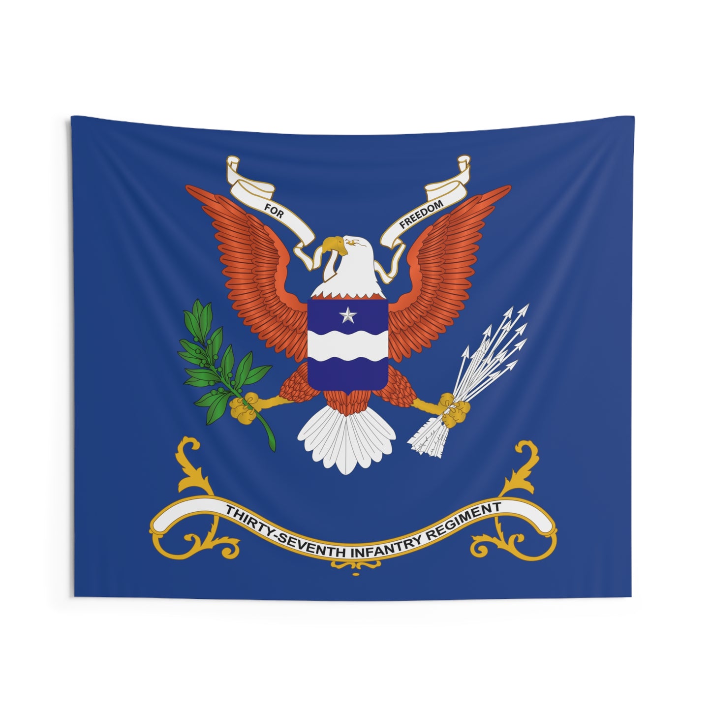 Indoor Wall Tapestries - 37th Infantry Regiment - For Freedom - Regimental Colors Tapestry