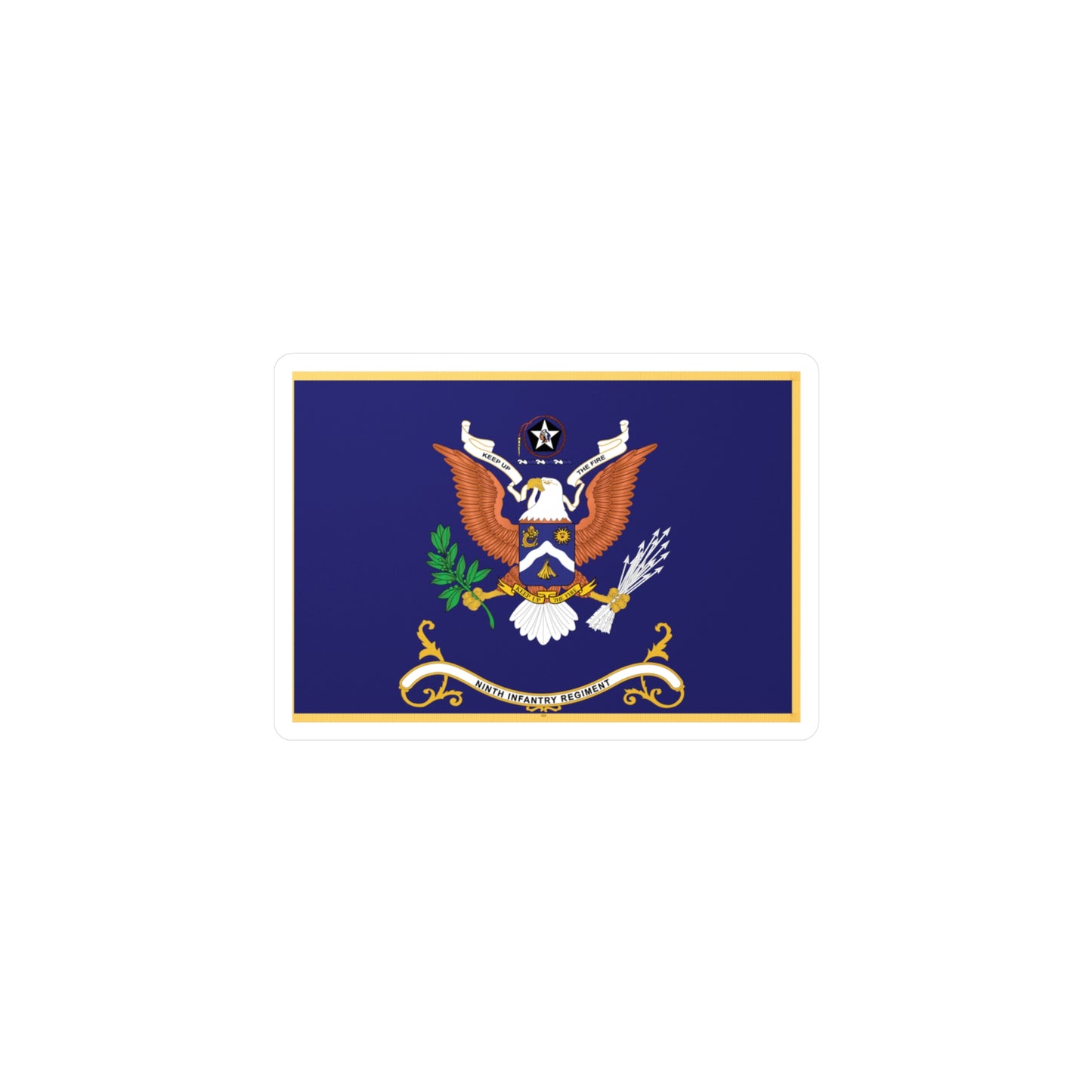 Kiss-Cut Vinyl Decals - Army - Regimental Colors - 9th Infantry Regiment - KEEP UP THE FIRE x 300