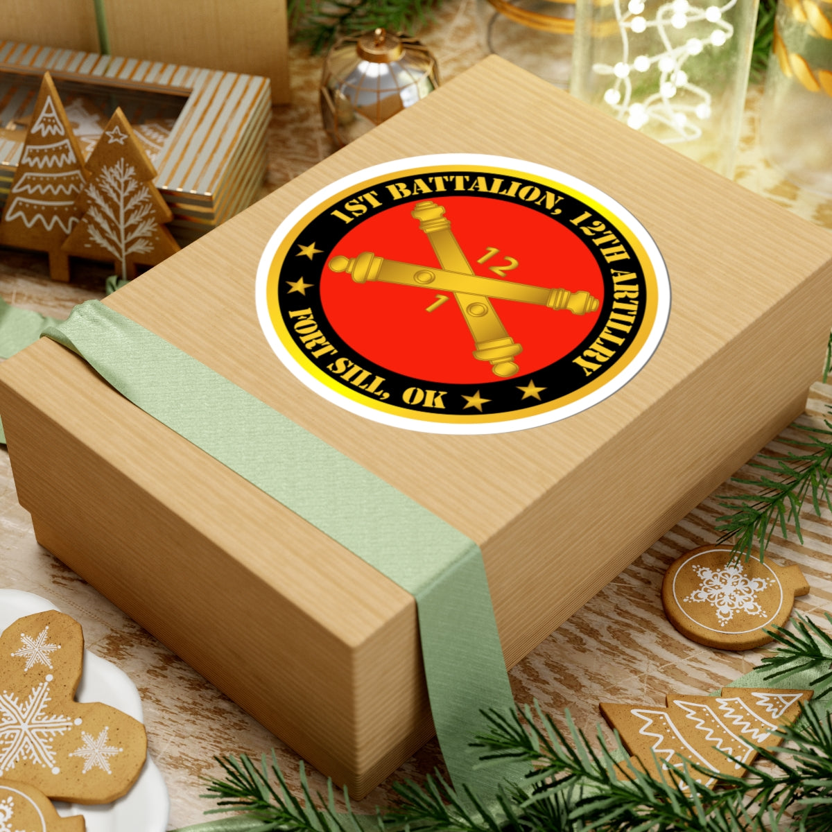 Kiss-Cut Stickers - Army - 1st Battalion, 12th Artillery Regiment w Branch Ft Sill OK