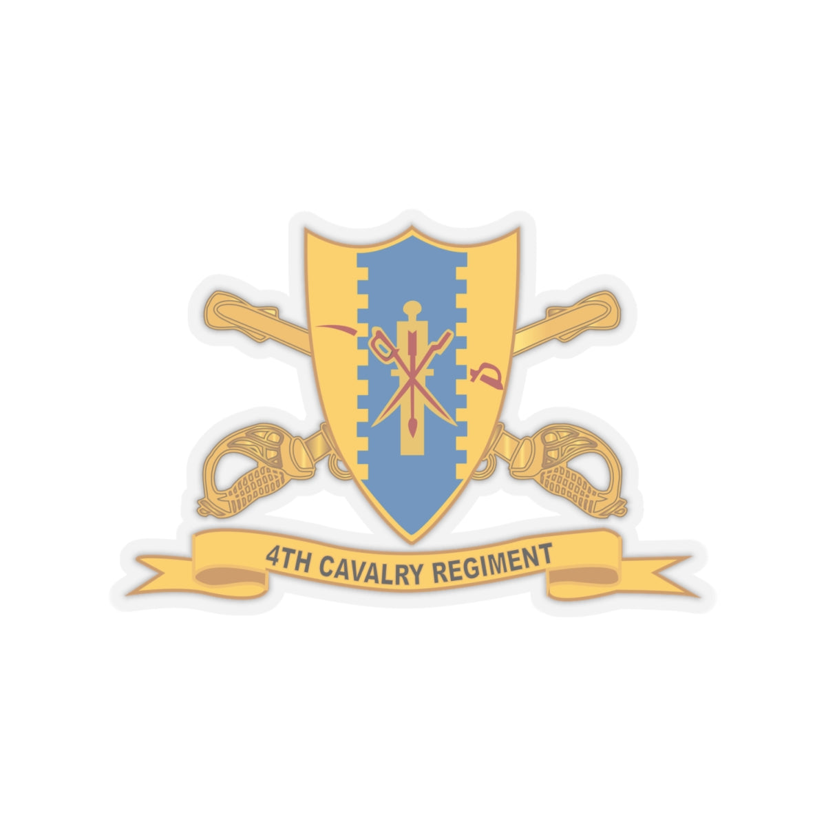 Kiss-Cut Stickers - Army - 4th Cavalry Regiment w Br - Ribbon