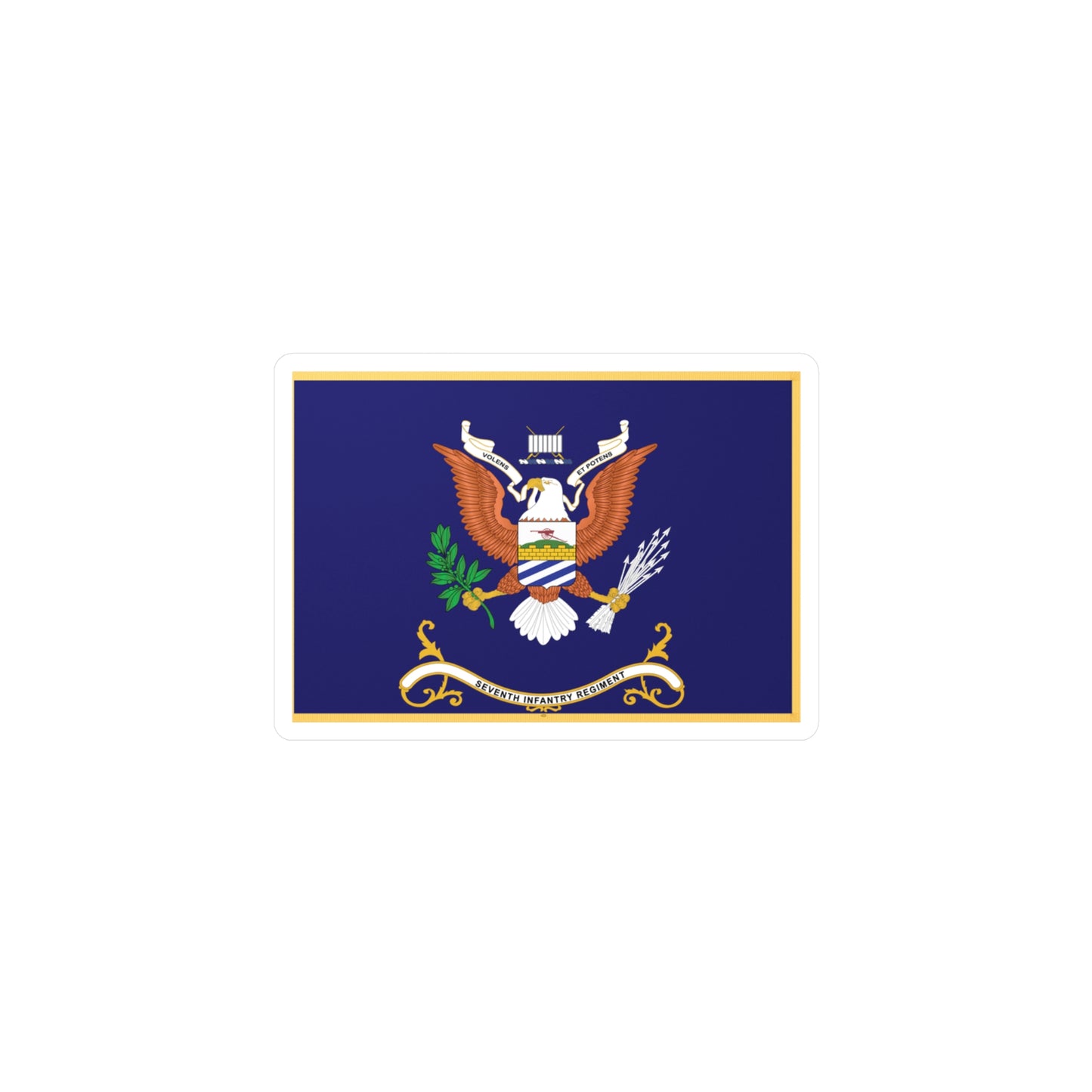 Kiss-Cut Vinyl Decals - Army - Regimental Colors - 7th Infantry Regiment - VOLENS ET POTENS - Flag w Fringe X 300