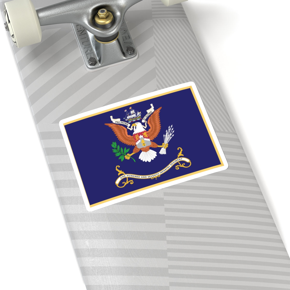 Kiss-Cut Stickers - Army - Regimental Colors - 107th Infantry Regiment - PRO PATRIA ET GLORIA Flag w Fringe X 300