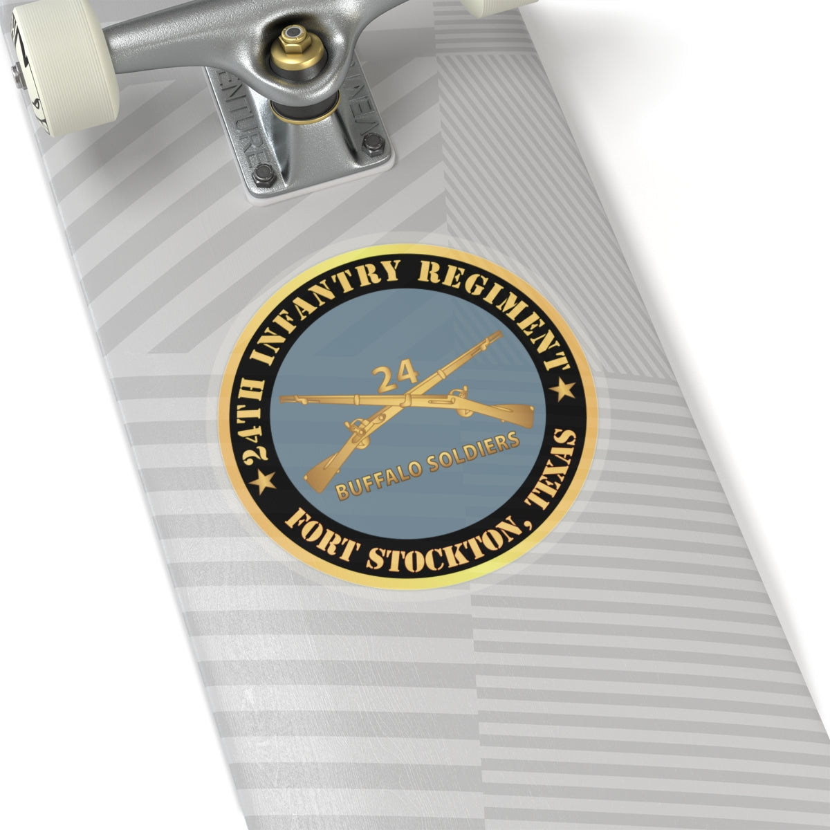 Kiss-Cut Stickers - Army - 24th Infantry Regiment - Fort Stockton, TX - Buffalo Soldiers w Inf Branch X 300
