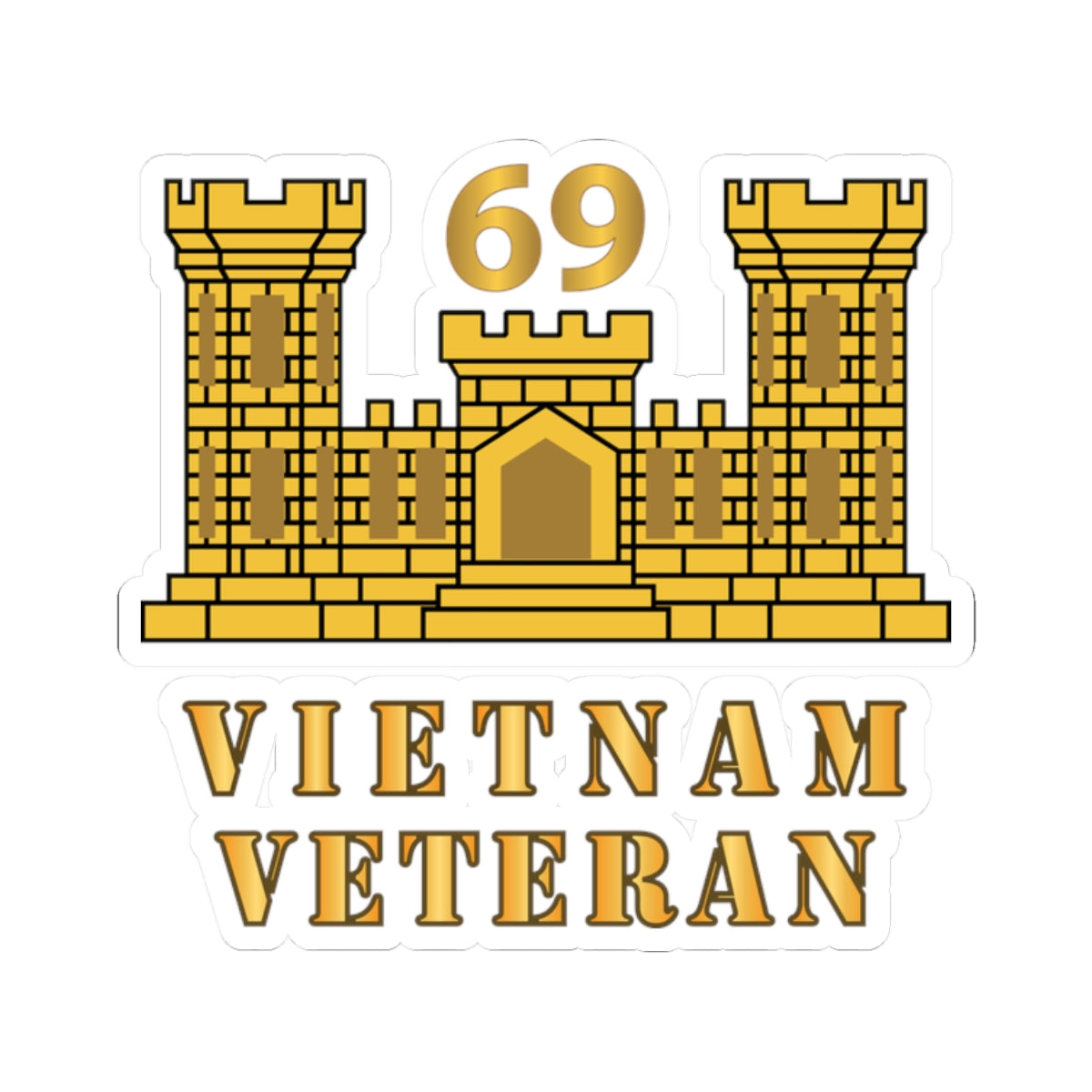 Kiss-Cut Stickers - Army - 69th Engineer Battalion - ENG Branch - Vietnam Veteran X 300