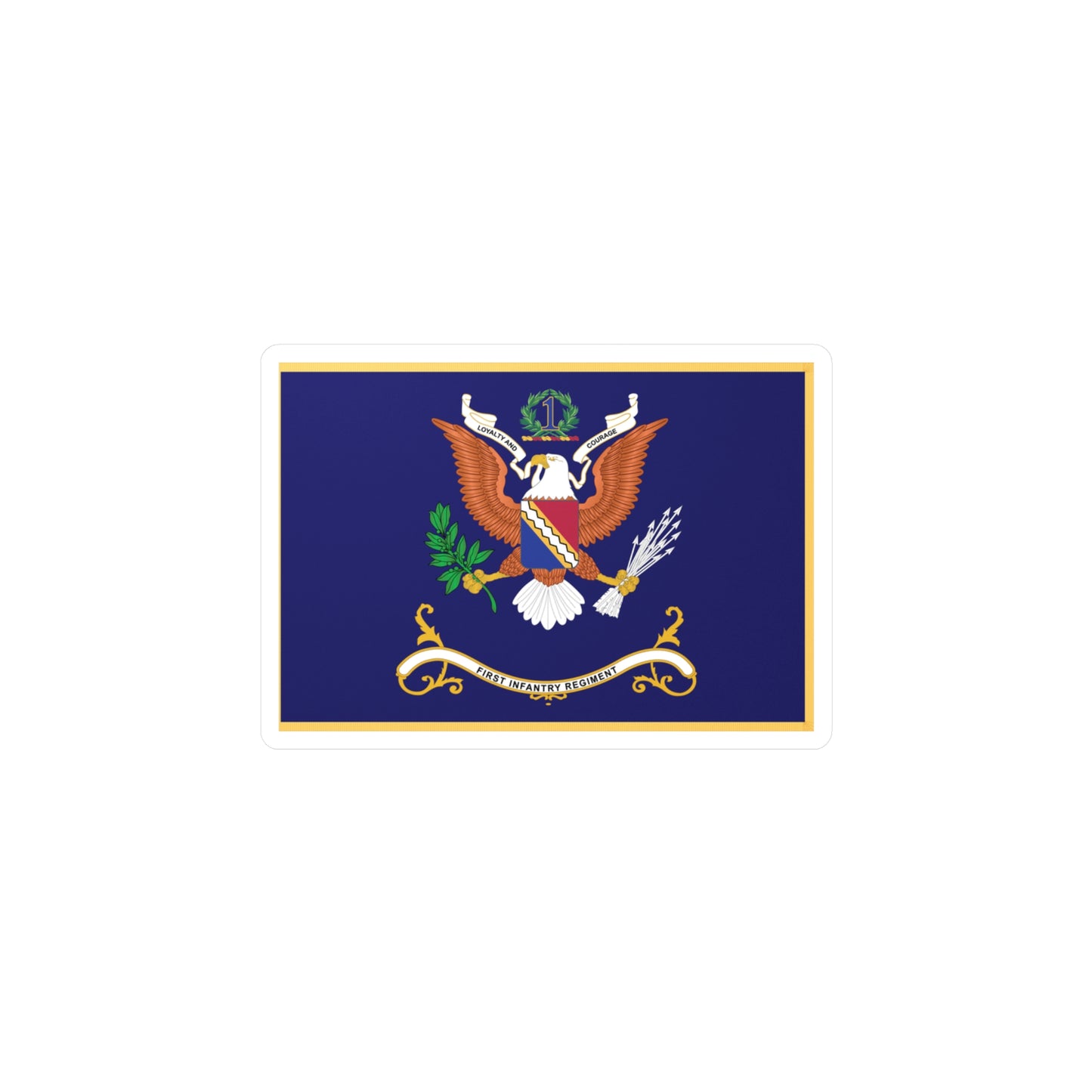 Kiss-Cut Vinyl Decals - Army - Regimental Colors - 2nd Infantry Regiment - DO NOT TOUCH ME-1 - Flag w Fringe X 300
