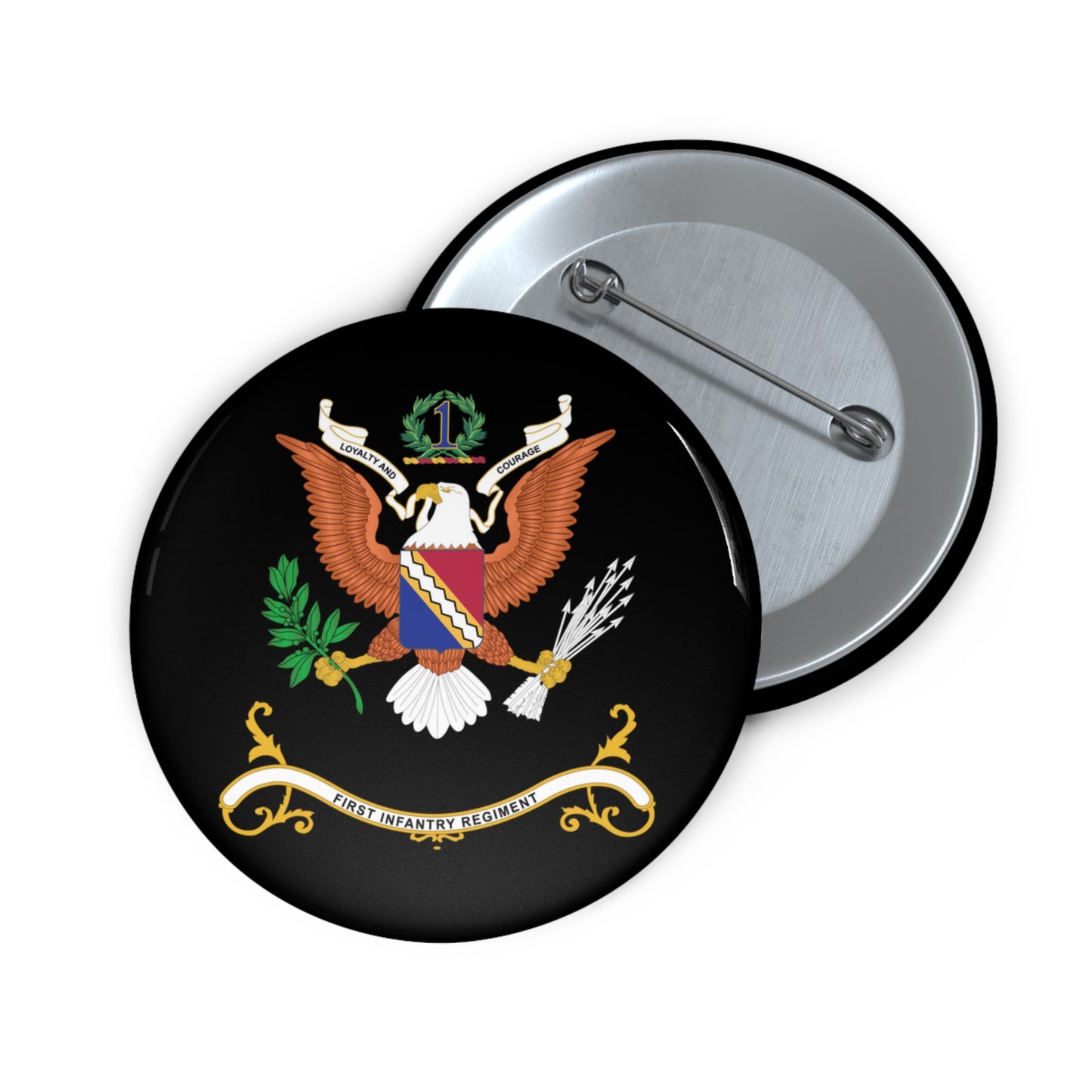 Custom Pin Buttons - Regimental Colors - 1st Infantry Regiment X 300