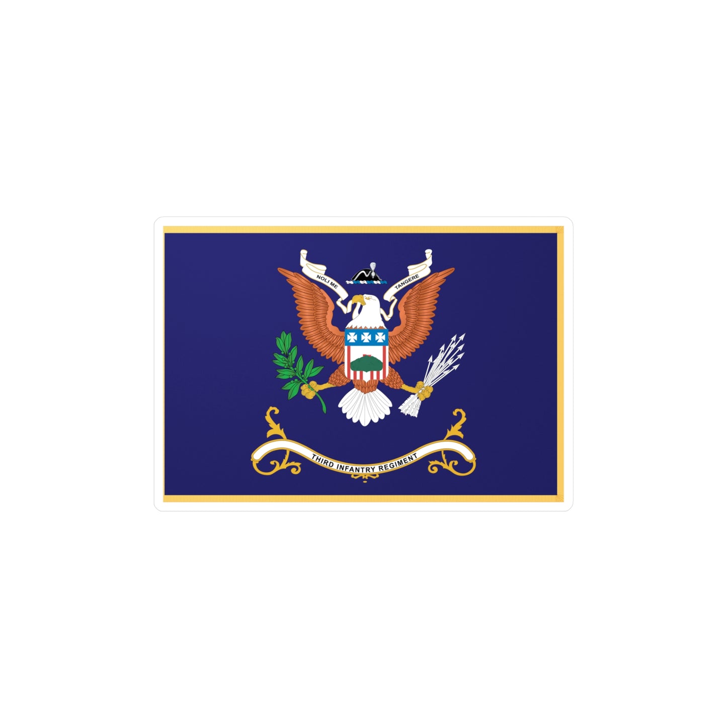 Kiss-Cut Vinyl Decals - Army - Regimental Colors - 3rd Infantry Regiment - NOLI ME TANGERE - Flag w Fringe X 300