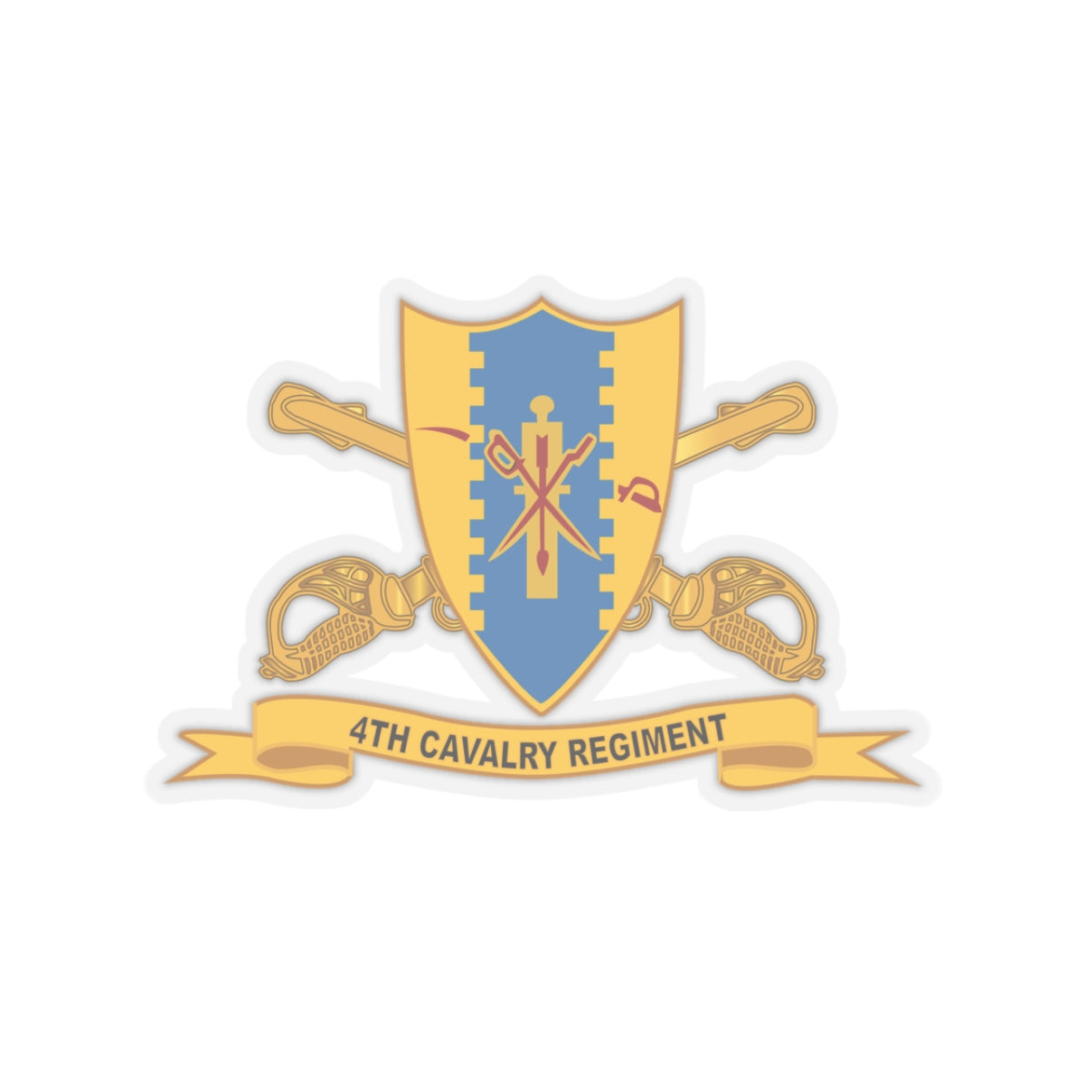 Kiss-Cut Stickers - Army - 4th Cavalry Regiment w Br - Ribbon