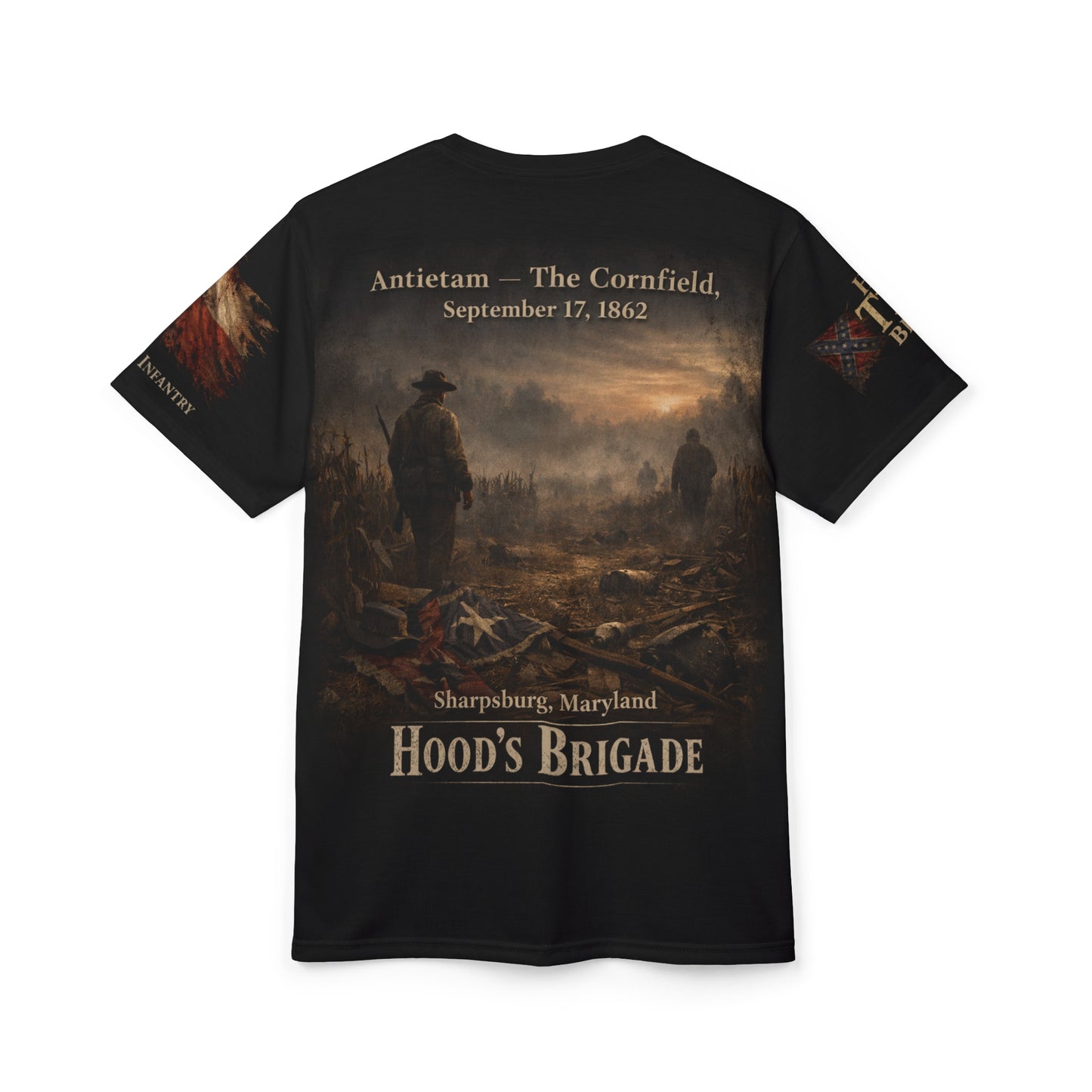 Antietam 1862 — 1st Texas Infantry Cornfield All‑Over Print Tee