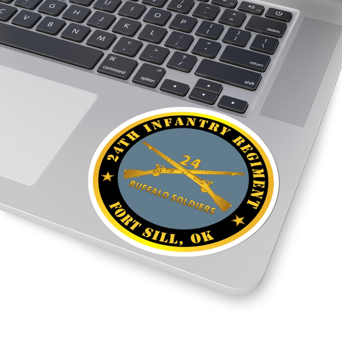 Kiss-Cut Stickers - Army - 24th Infantry Regiment - Fort Sill, OK - Buffalo Soldiers w Inf Branch