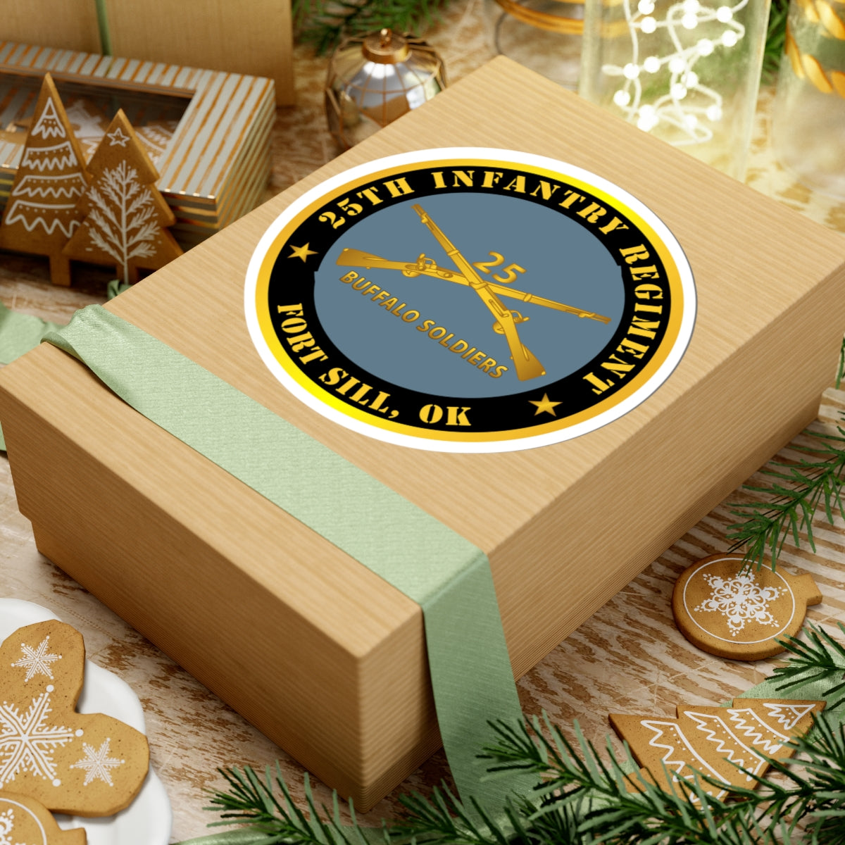 Kiss-Cut Stickers - Army - 25th Infantry Regiment - Fort Sill, OK - Buffalo Soldiers w Inf Branch