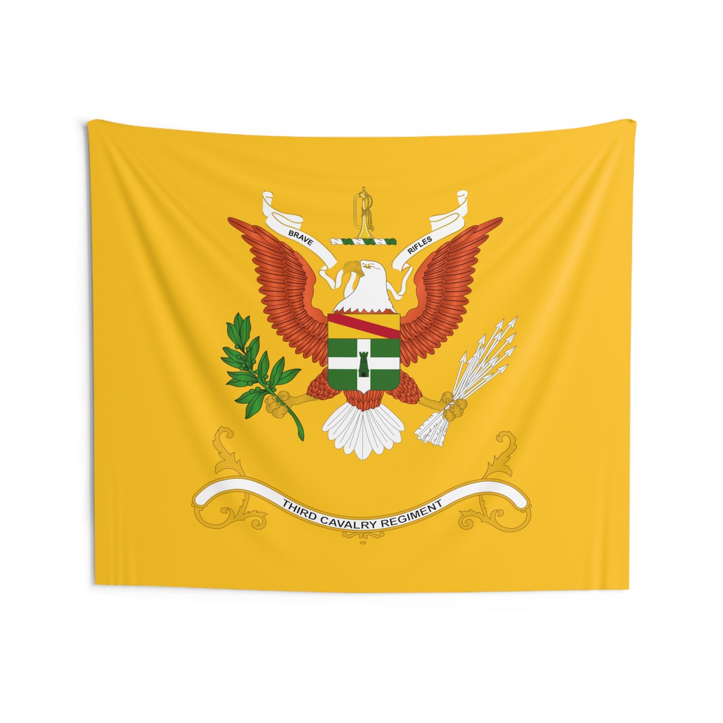 Indoor Wall Tapestries - 3rd Cavalry Regiment - Brave Rifles - Regimental Colors Tapestry