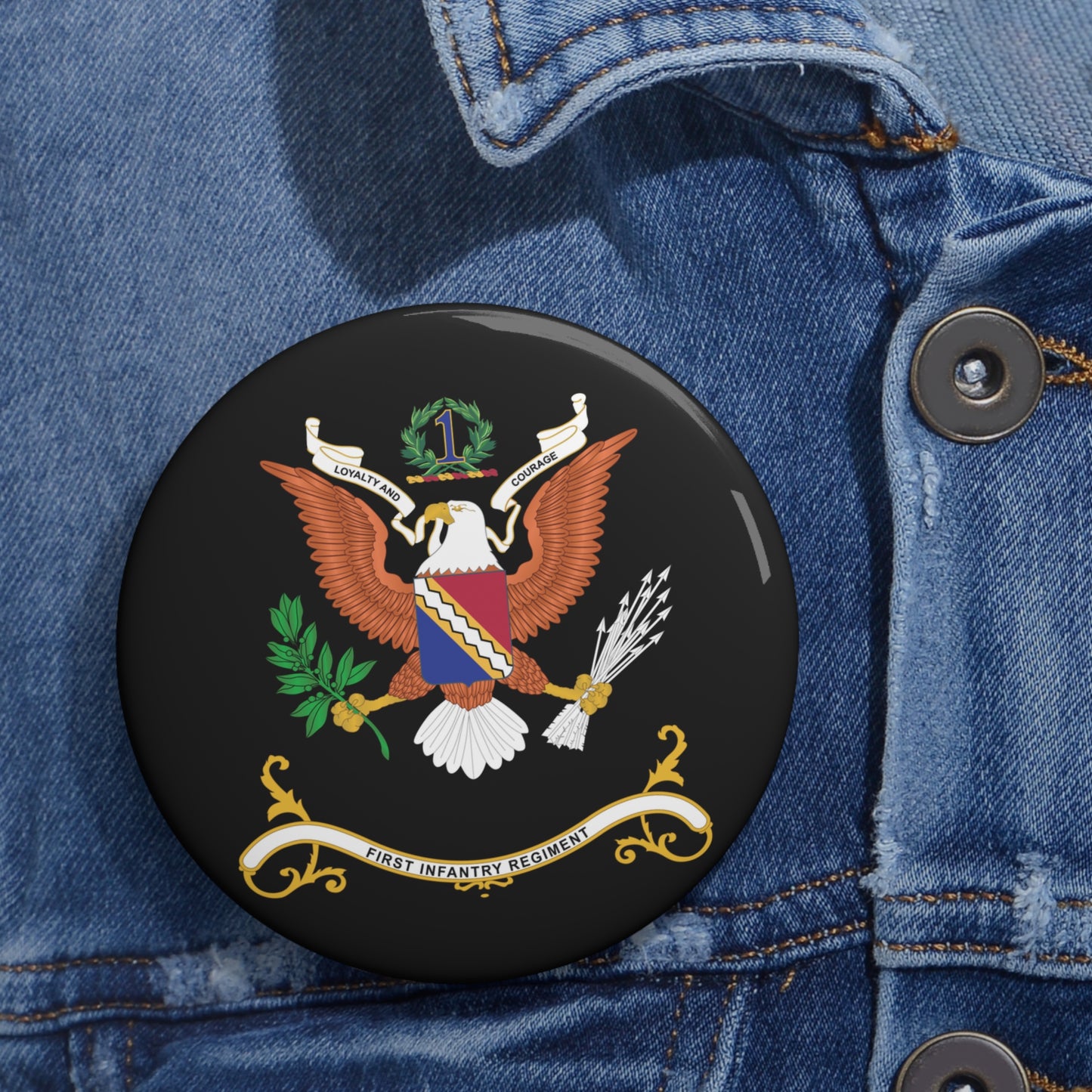 Custom Pin Buttons - Regimental Colors - 1st Infantry Regiment X 300