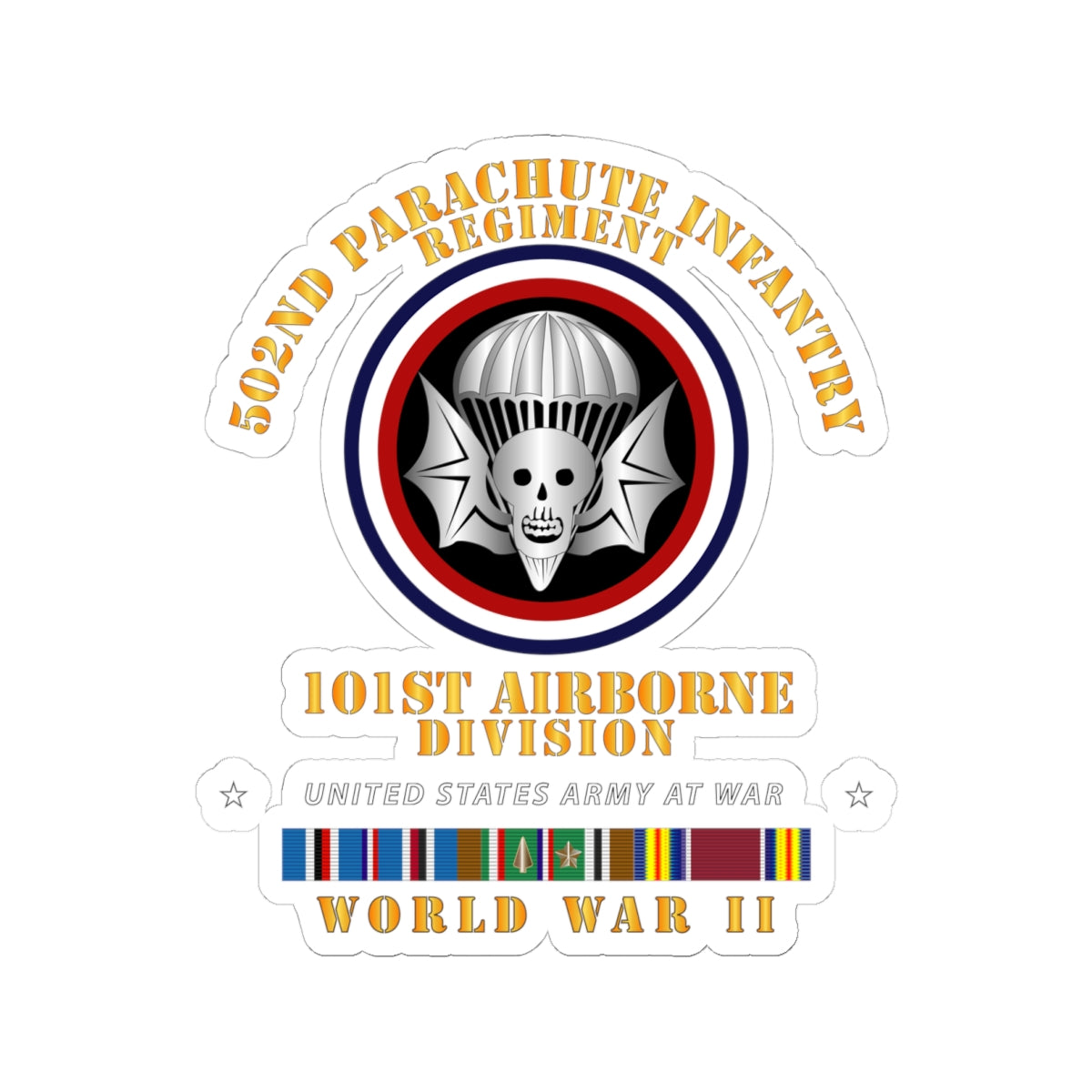 Kiss-Cut Stickers - Army - 502nd PIR 101st Airborne Div - WWII w EUR SVC
