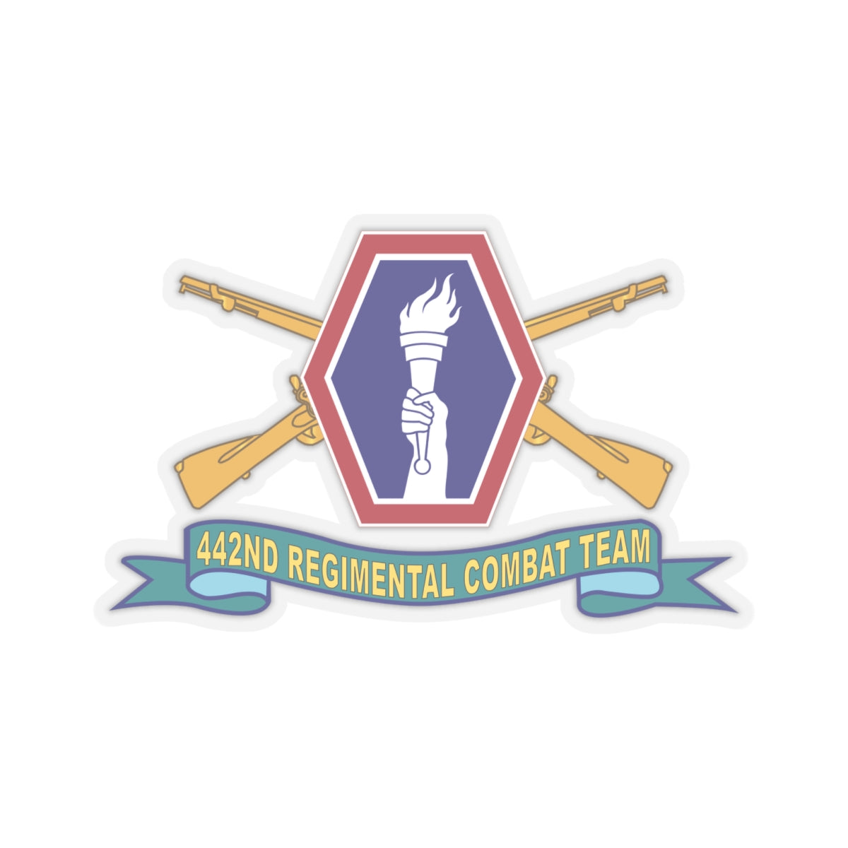 Kiss-Cut Stickers - Army - 442nd Infantry Regimental Combat Team w Br - SSI - Ribbon X 300