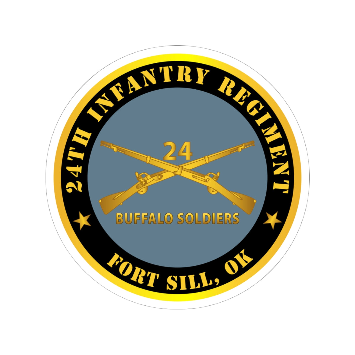 Kiss-Cut Stickers - Army - 24th Infantry Regiment - Fort Sill, OK - Buffalo Soldiers w Inf Branch