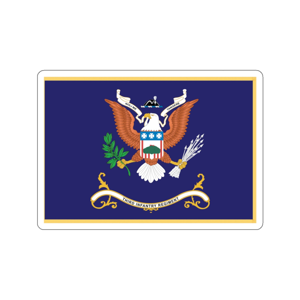 Kiss-Cut Stickers - Army - Regimental Colors - 3rd Infantry Regiment - NOLI ME TANGERE - Flag w Fringe X 300