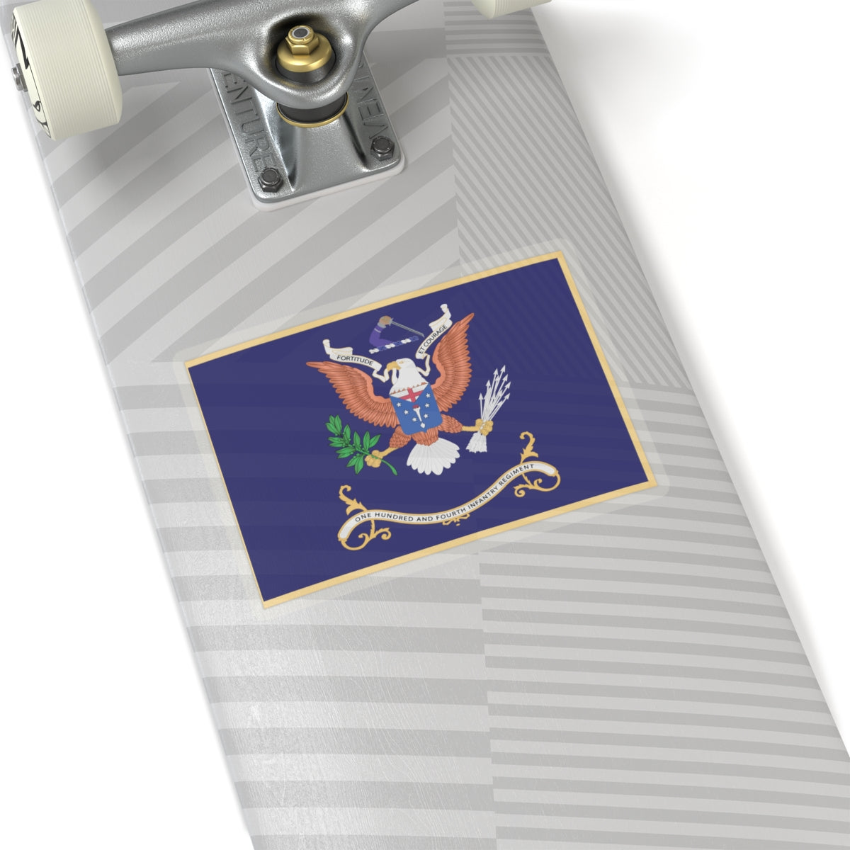 Kiss-Cut Stickers - Army - Regimental Colors - 104th Infantry Regiment - FORTITUDE ET COURAGE Flag w Fringe X 300