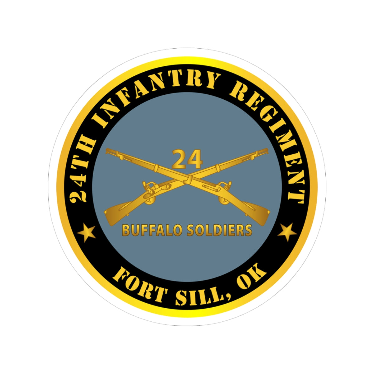 Kiss-Cut Stickers - Army - 24th Infantry Regiment - Fort Sill, OK - Buffalo Soldiers w Inf Branch