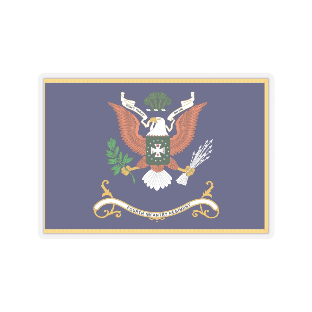 Kiss-Cut Stickers - Army - Regimental Colors - 4th Infantry Regiment - DONT TREAD ON ME - Flag w Fringe X 300
