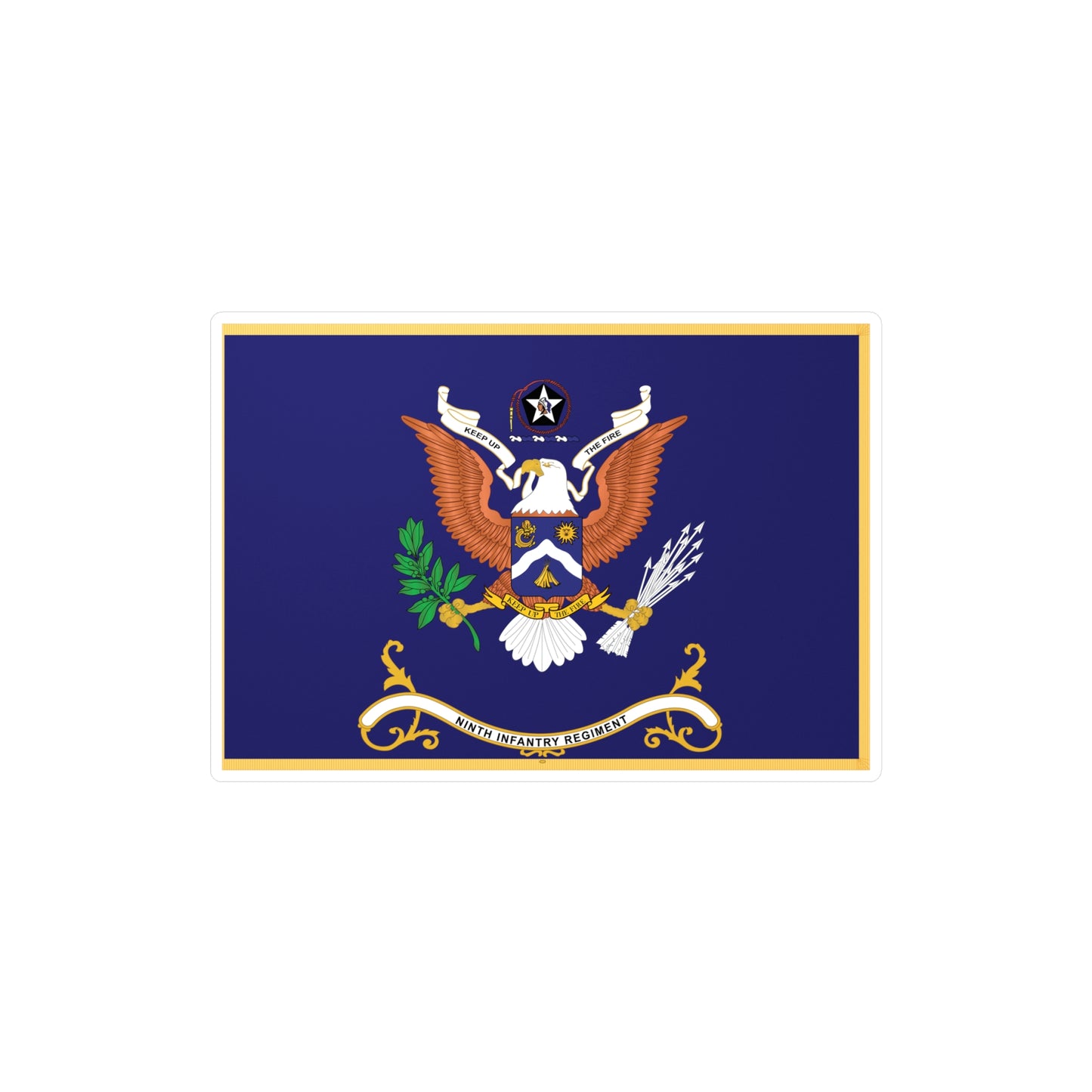 Kiss-Cut Vinyl Decals - Army - Regimental Colors - 9th Infantry Regiment - KEEP UP THE FIRE x 300