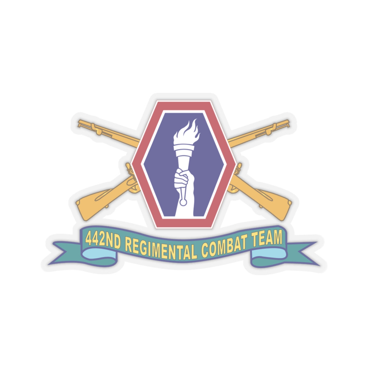 Kiss-Cut Stickers - Army - 442nd Infantry Regimental Combat Team w Br - SSI - Ribbon X 300
