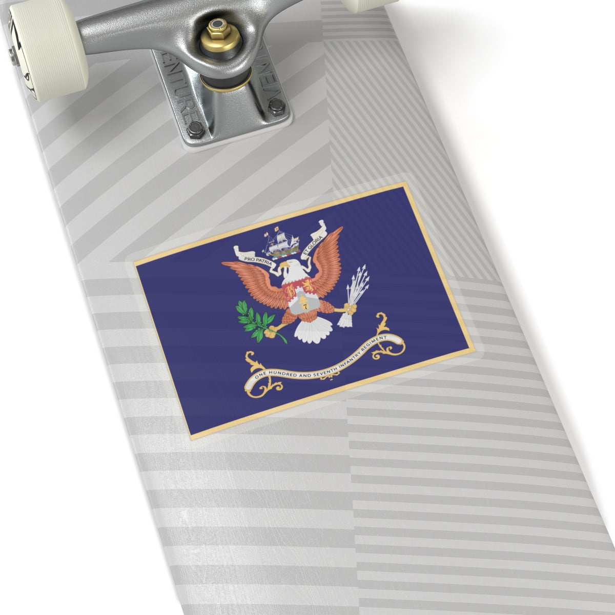Kiss-Cut Stickers - Army - Regimental Colors - 107th Infantry Regiment - PRO PATRIA ET GLORIA Flag w Fringe X 300