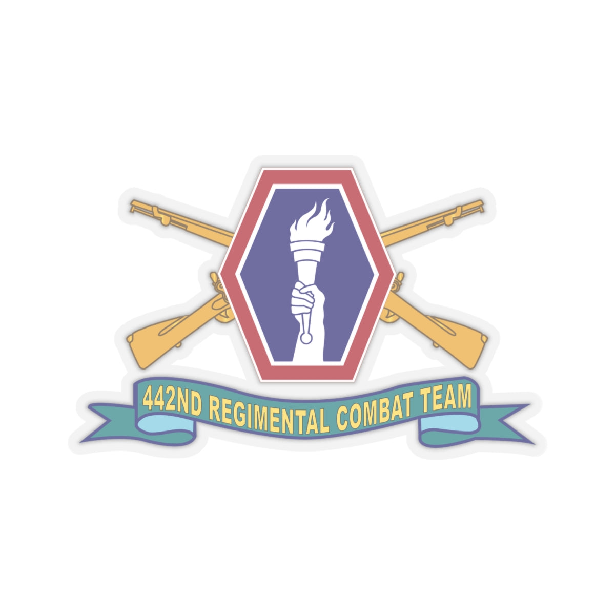 Kiss-Cut Stickers - Army - 442nd Infantry Regimental Combat Team w Br - SSI - Ribbon X 300