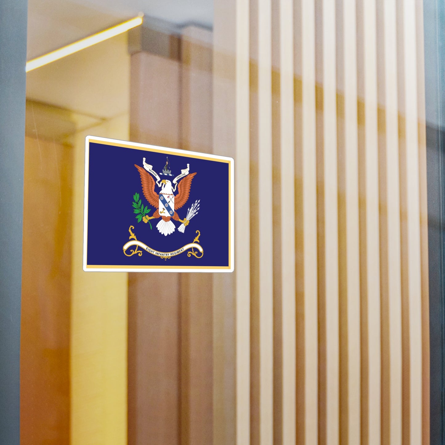 Kiss-Cut Vinyl Decals - Army - Regimental Colors - 8th Infantry Regiment - PATRIAE FIDELITAS - Flag w Fringe X 300