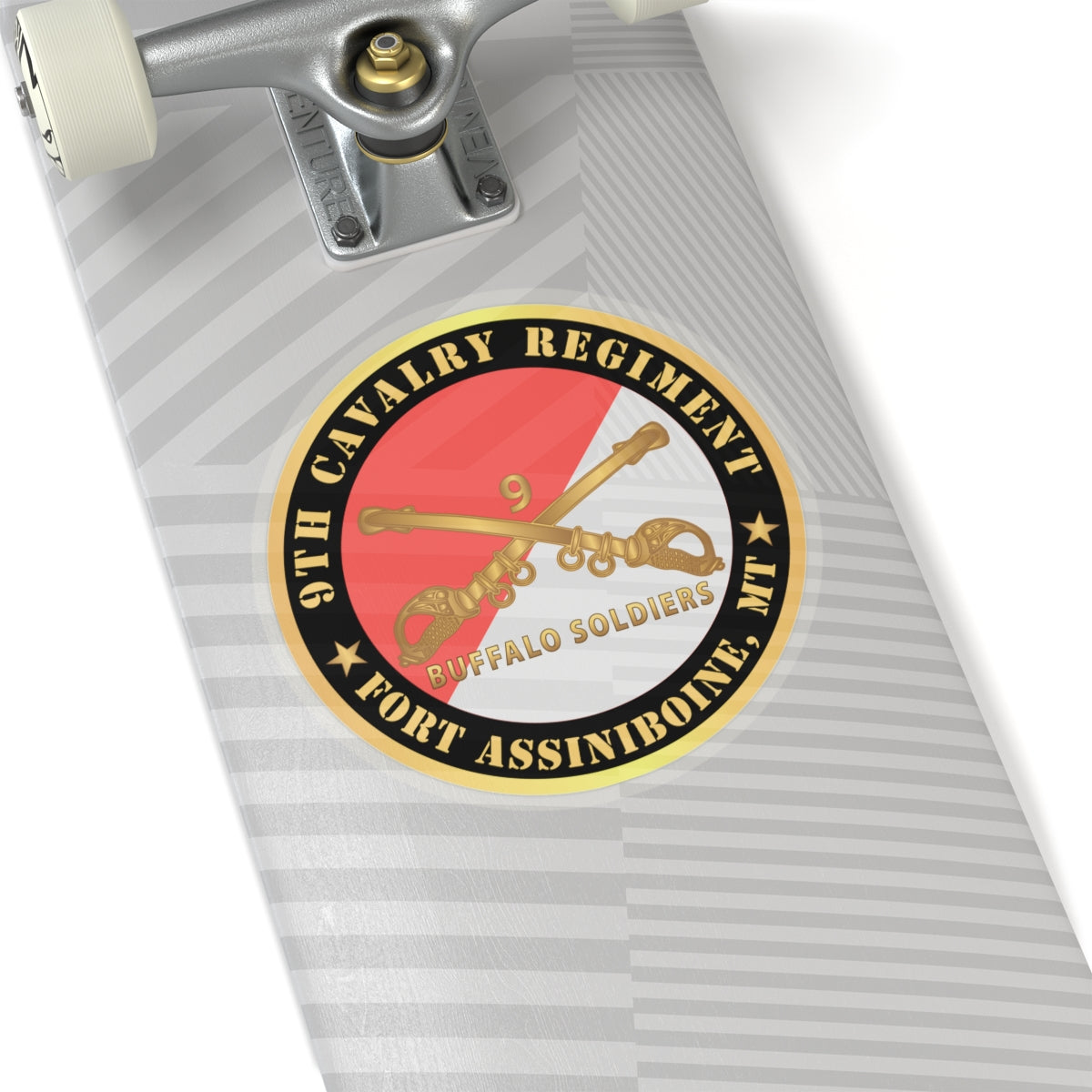 Kiss-Cut Stickers - Army - 9th Cavalry Regiment - Fort Assiniboine, MT - Buffalo Soldiers w Cav Branch