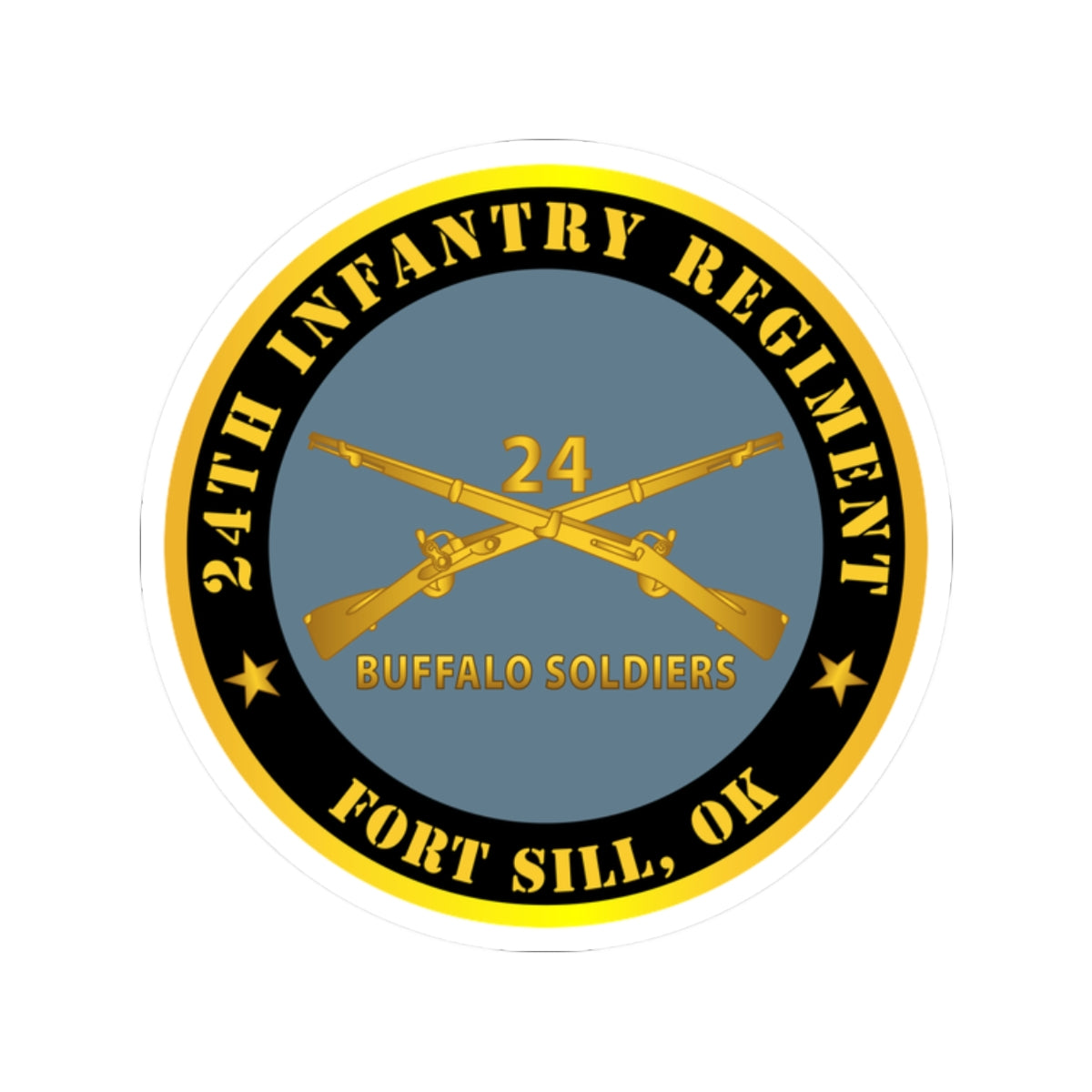 Kiss-Cut Stickers - Army - 24th Infantry Regiment - Fort Sill, OK - Buffalo Soldiers w Inf Branch