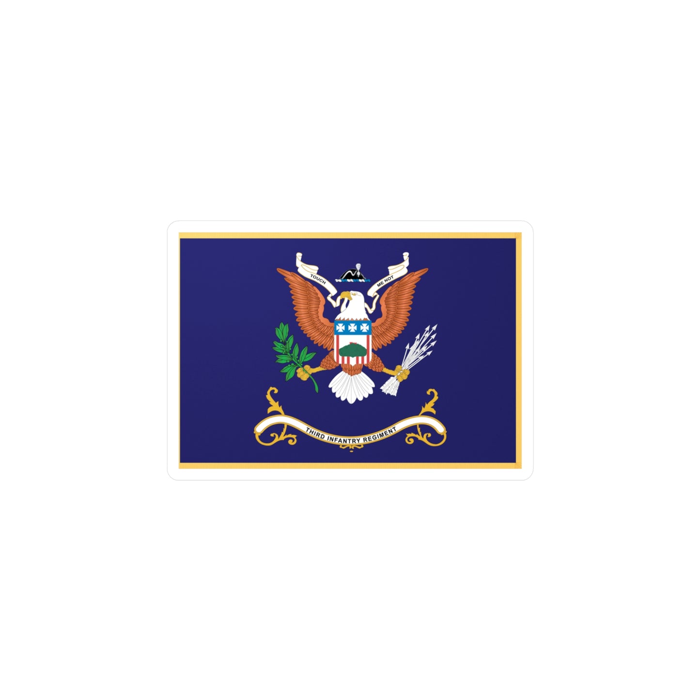 Kiss-Cut Vinyl Decals - Army - Regimental Colors - 3rd Infantry Regiment - TOUCH ME NOT - Flag w Fringe X 300