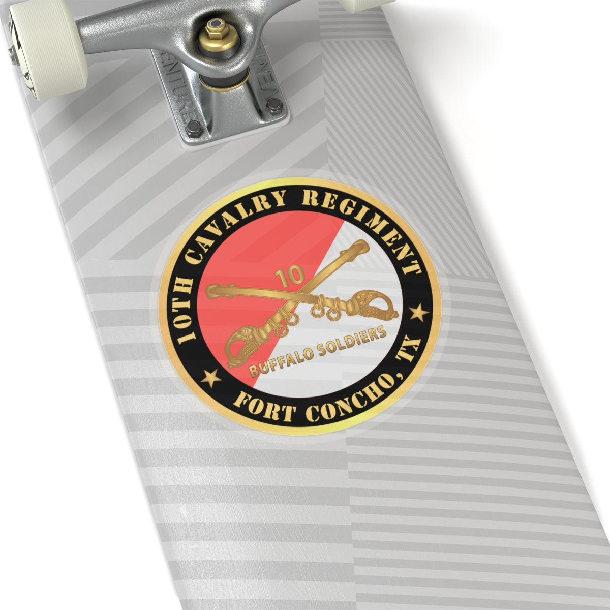 Kiss-Cut Stickers - Army - 10th Cavalry Regiment - Fort Concho, TX - Buffalo Soldiers w Cav Branch