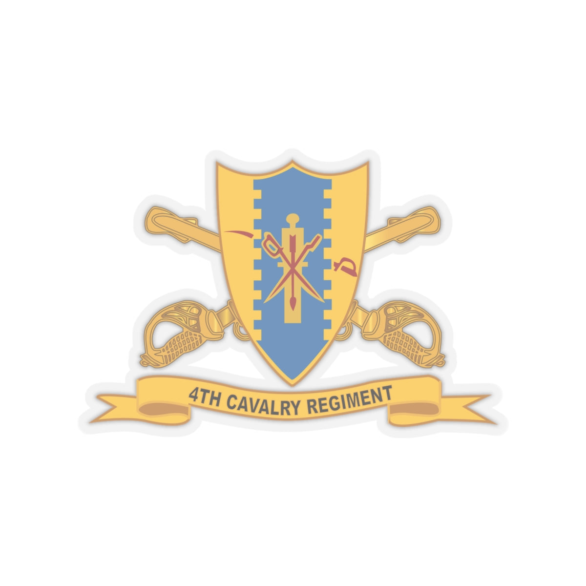 Kiss-Cut Stickers - Army - 4th Cavalry Regiment w Br - Ribbon