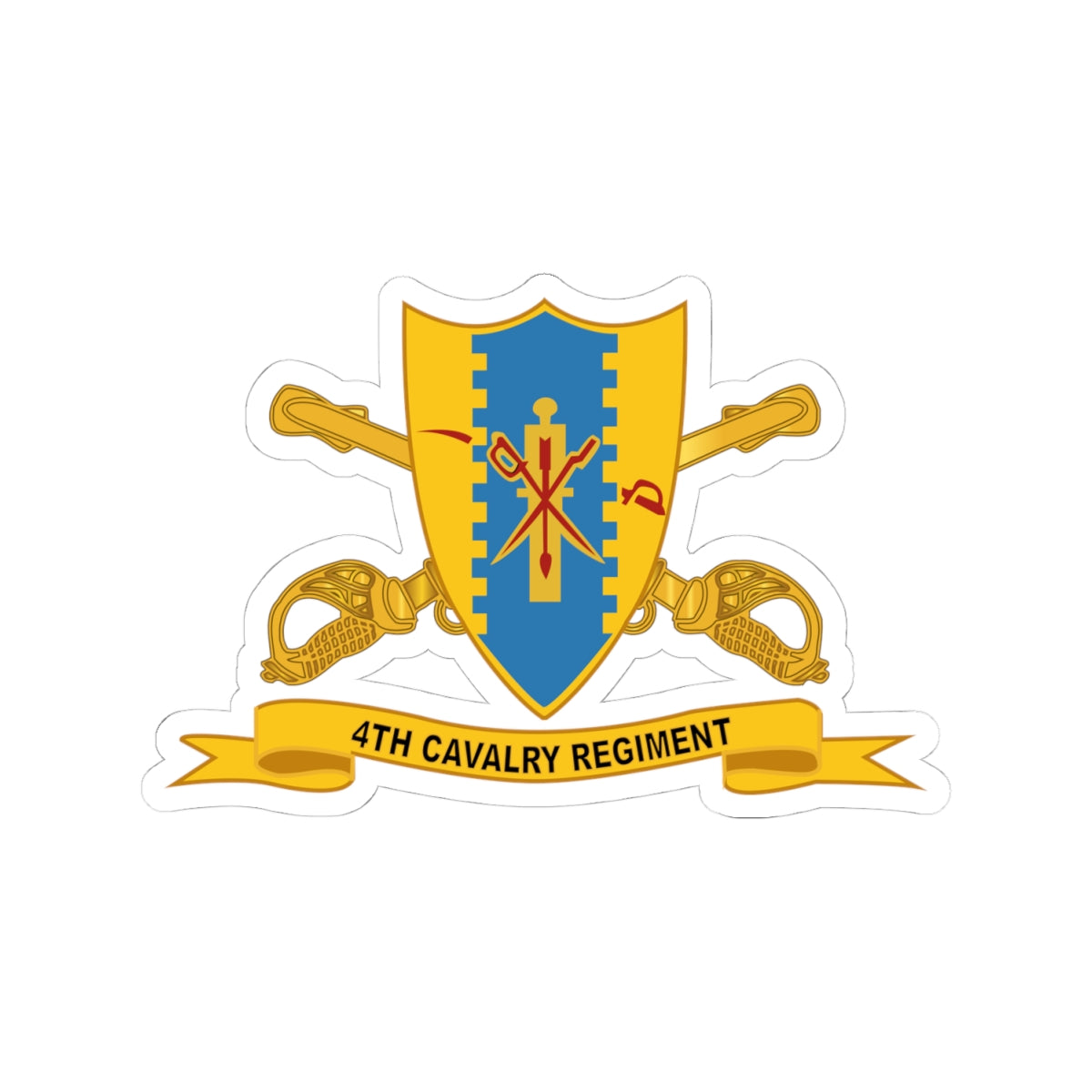 Kiss-Cut Stickers - Army - 4th Cavalry Regiment w Br - Ribbon