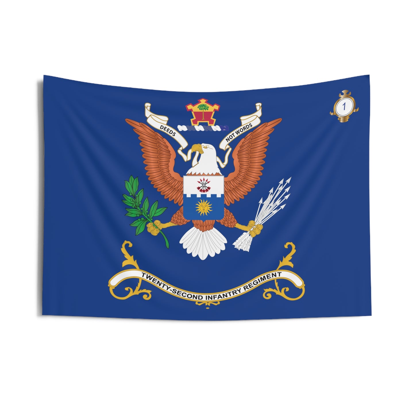 Indoor Wall Tapestries - Indoor Wall Tapestries - 1st Battalion, 22nd Infantry Regiment -Deeds, Not Words
