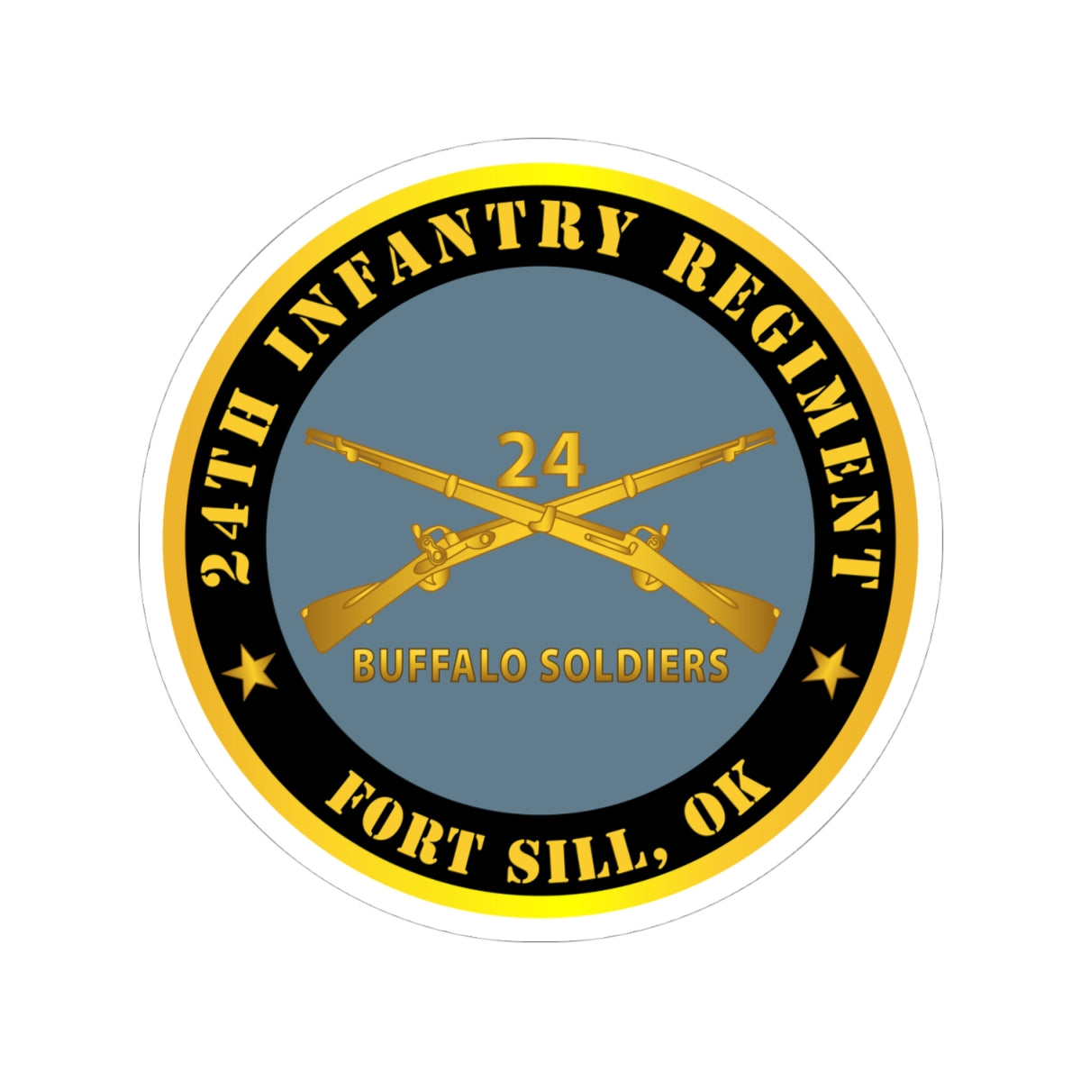 Kiss-Cut Stickers - Army - 24th Infantry Regiment - Fort Sill, OK - Buffalo Soldiers w Inf Branch