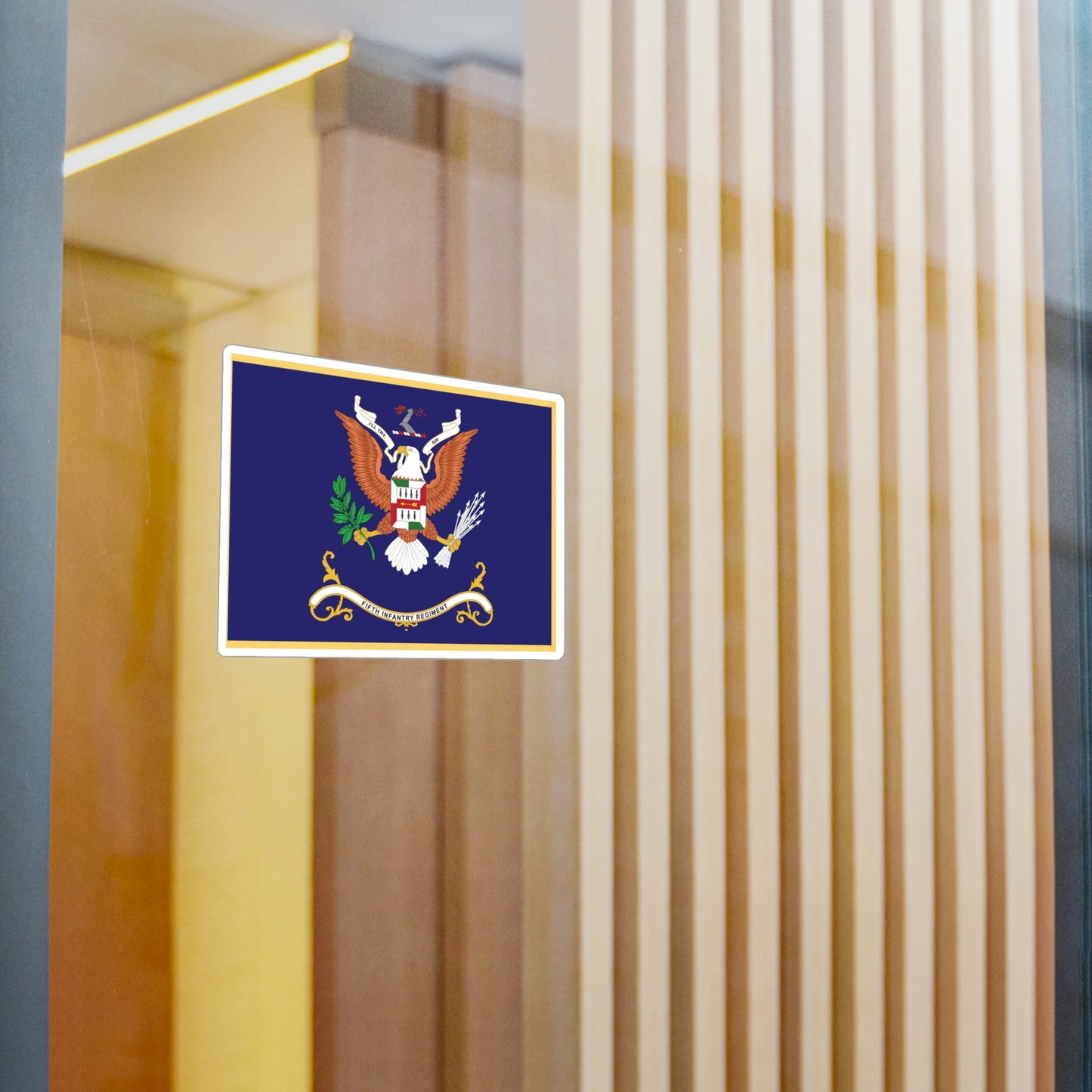 Kiss-Cut Vinyl Decals - Army - Regimental Colors - 5th Infantry Regiment - I'LL TRY, SIR - Flag w Fringe X 300