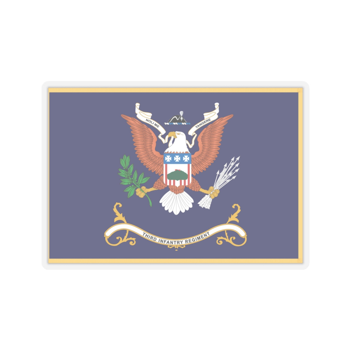 Kiss-Cut Stickers - Army - Regimental Colors - 3rd Infantry Regiment - NOLI ME TANGERE - Flag w Fringe X 300