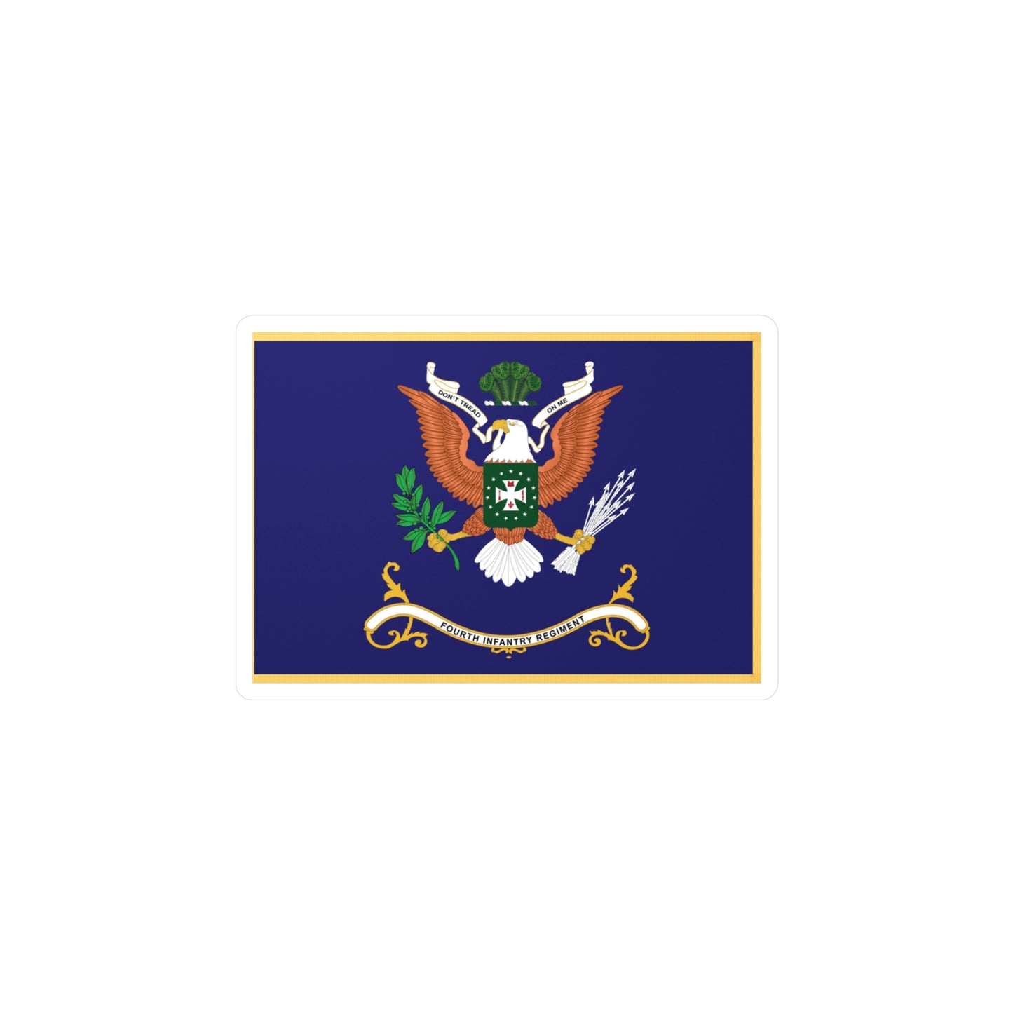 Kiss-Cut Vinyl Decals - Army - Regimental Colors - 4th Infantry Regiment - DONT TREAD ON ME - Flag w Fringe X 300