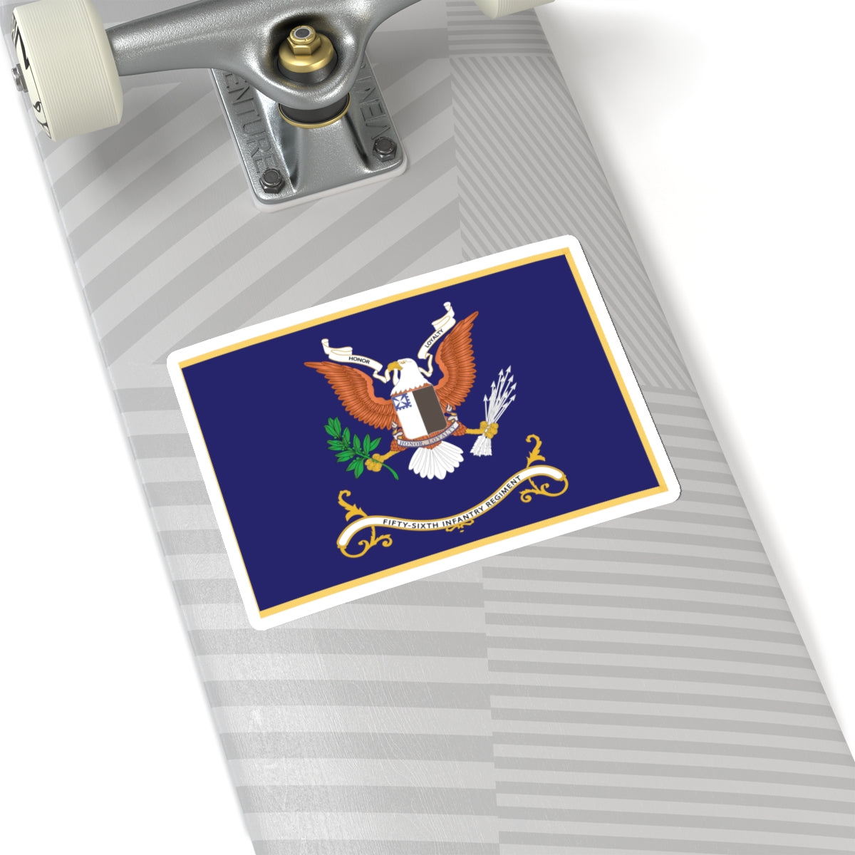Kiss-Cut Stickers - Army - Regimental Colors - 56th Infantry Regiment - HONOR, LOYALTY Flag w Fringe X 300