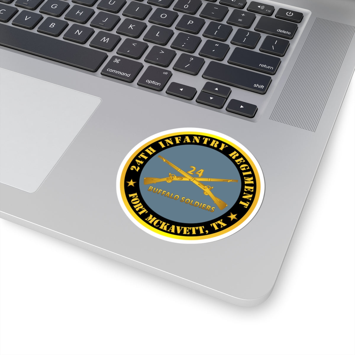 Kiss-Cut Stickers - Army - 24th Infantry Regiment - Fort McKavett, TX - Buffalo Soldiers w Inf Branch