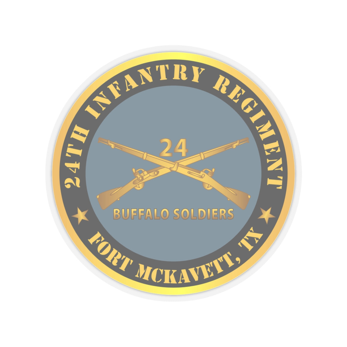 Kiss-Cut Stickers - Army - 24th Infantry Regiment - Fort McKavett, TX - Buffalo Soldiers w Inf Branch
