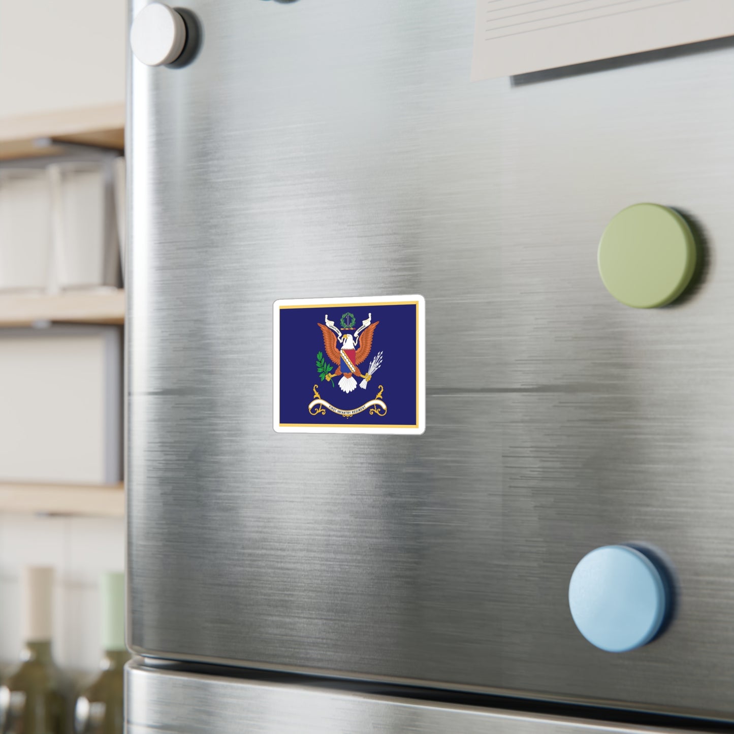Kiss-Cut Vinyl Decals - Army - Regimental Colors - 2nd Infantry Regiment - DO NOT TOUCH ME-1 - Flag w Fringe X 300