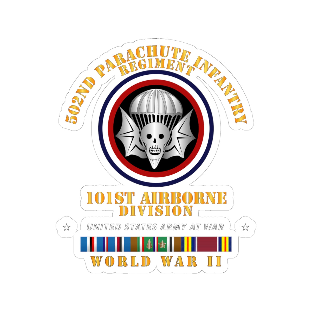 Kiss-Cut Stickers - Army - 502nd PIR 101st Airborne Div - WWII w EUR SVC