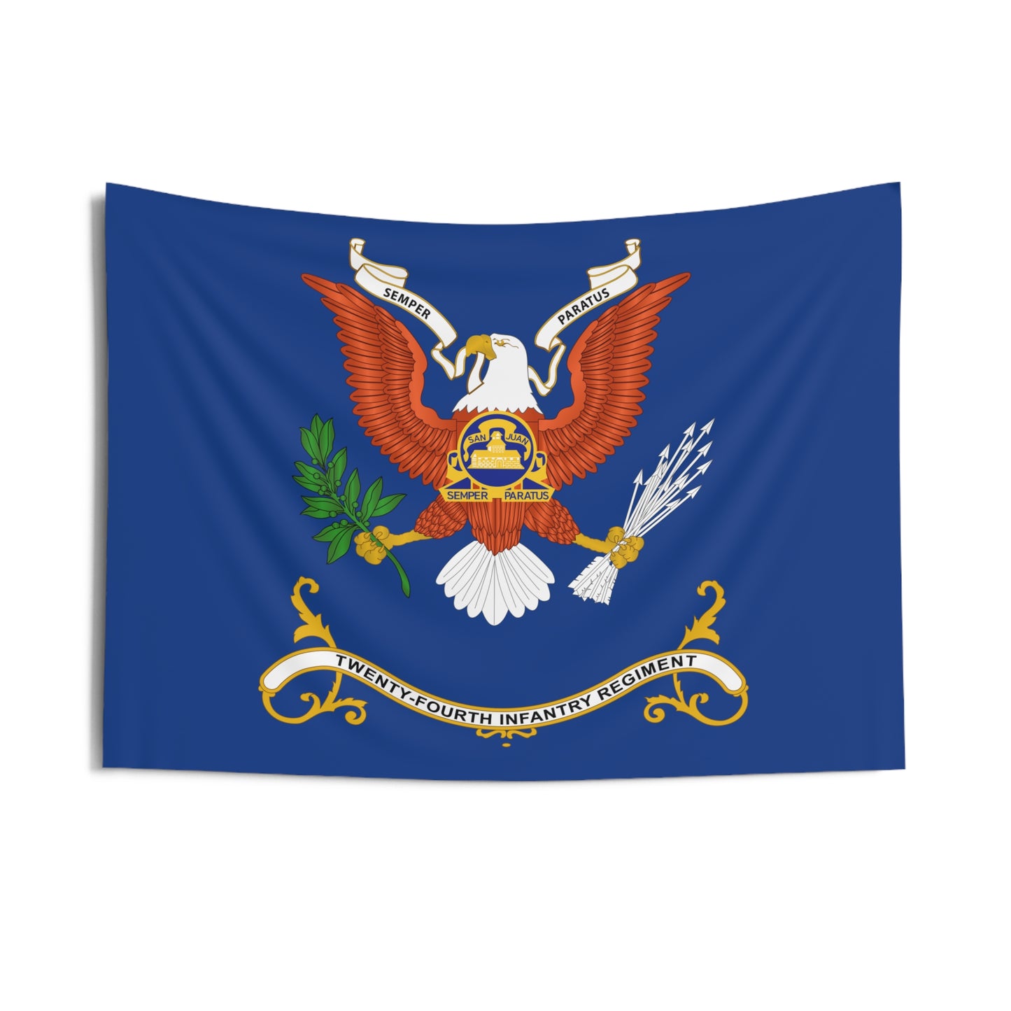 Indoor Wall Tapestries - 24th Infantry Regiment - "Semper Paratus" - Regimental Colors Tapestry