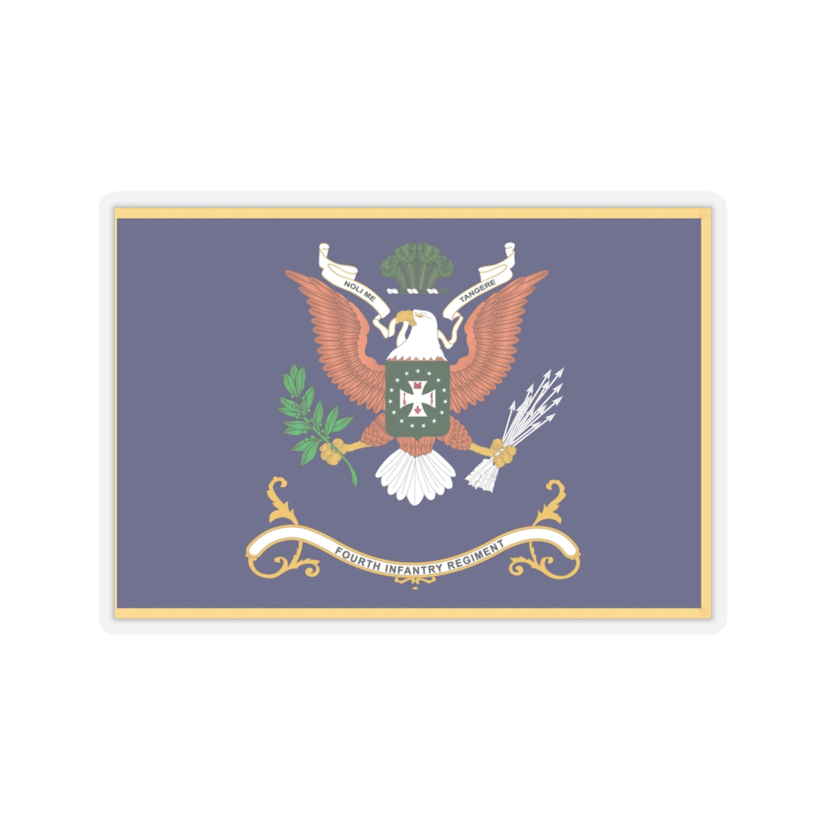 Kiss-Cut Stickers - Army - Regimental Colors - 4th Infantry Regiment - NOLI ME TANGERE - Flag w Fringe X 300