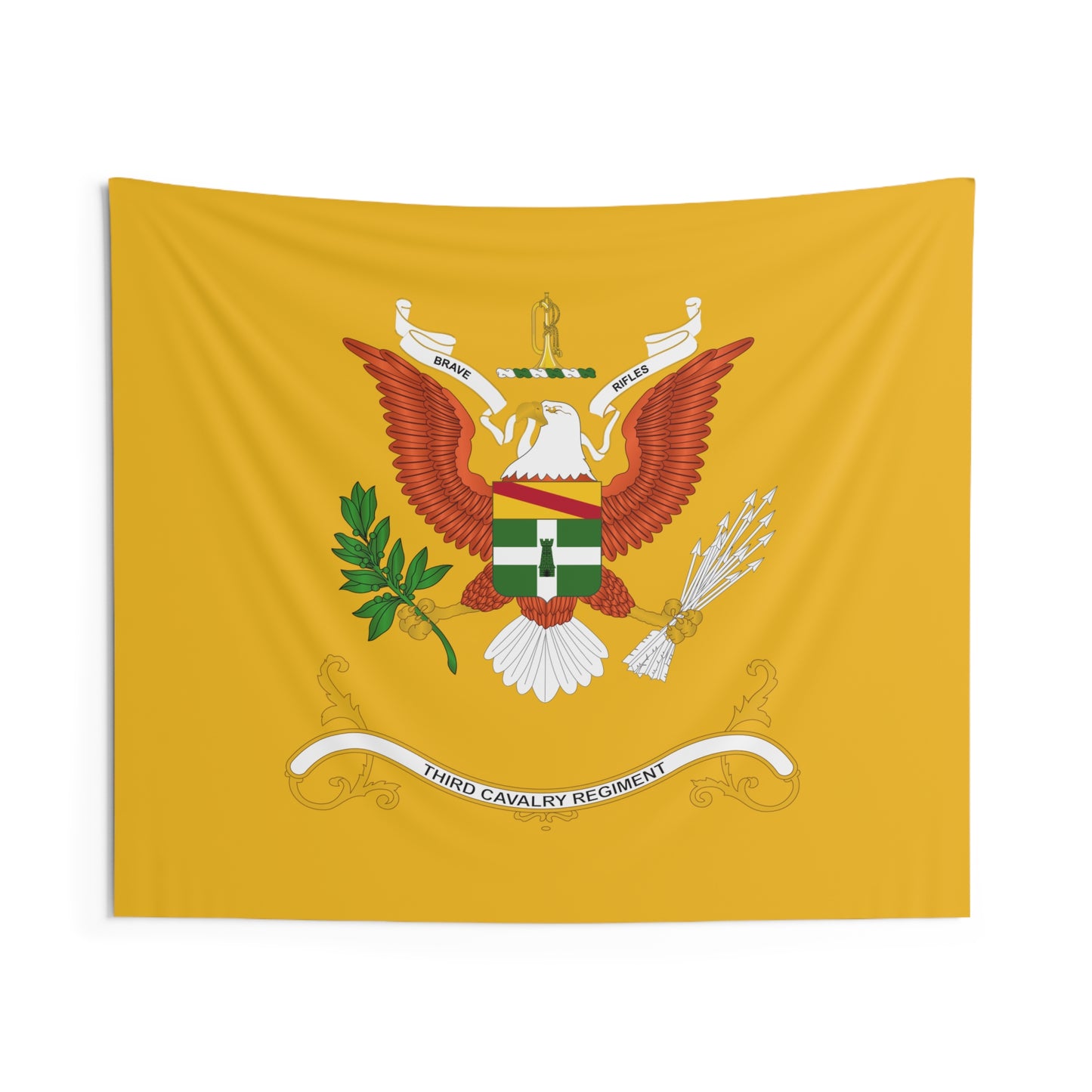 Indoor Wall Tapestries - 3rd Cavalry Regiment - Brave Rifles - Regimental Colors Tapestry